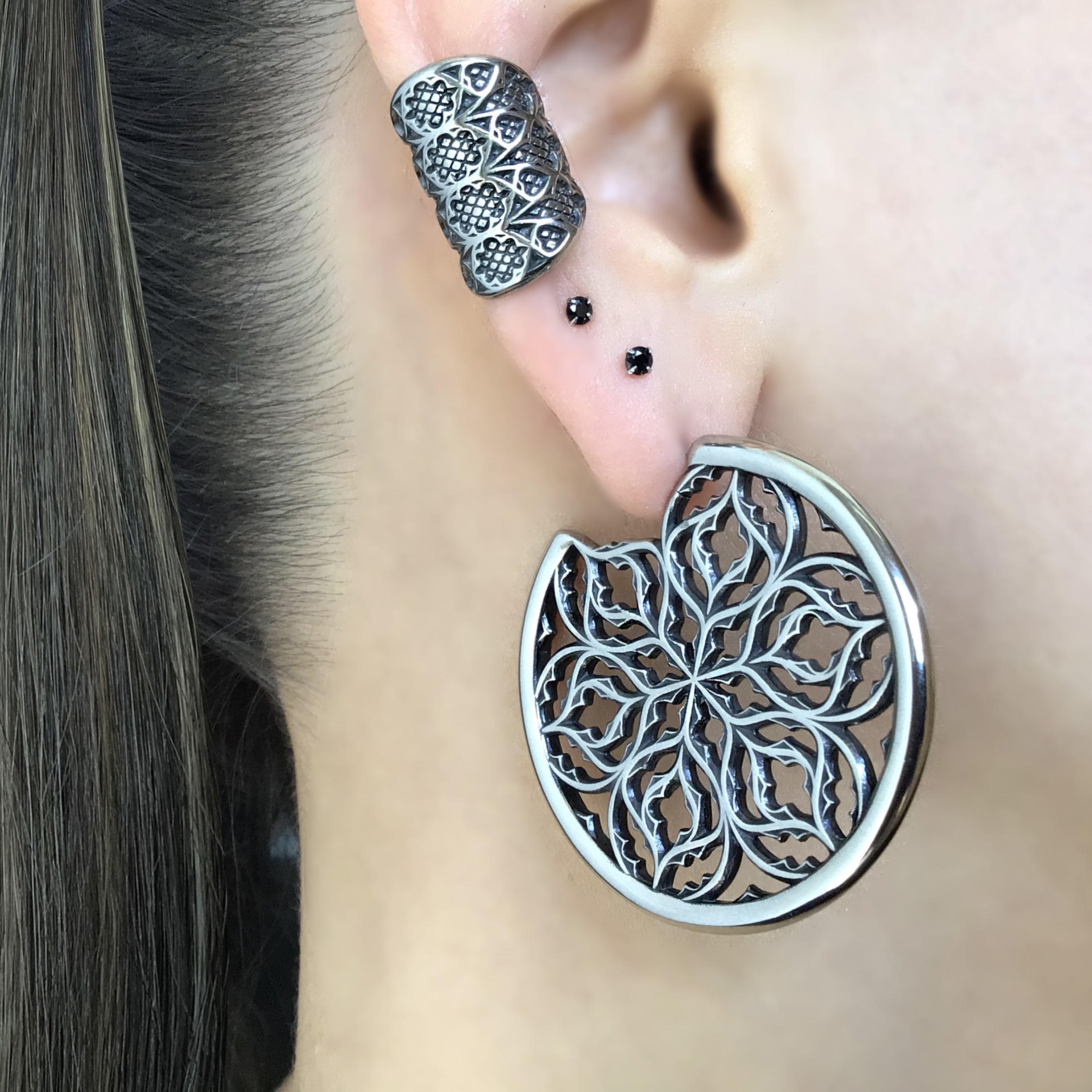 Gothic Bloom large hoop earrings