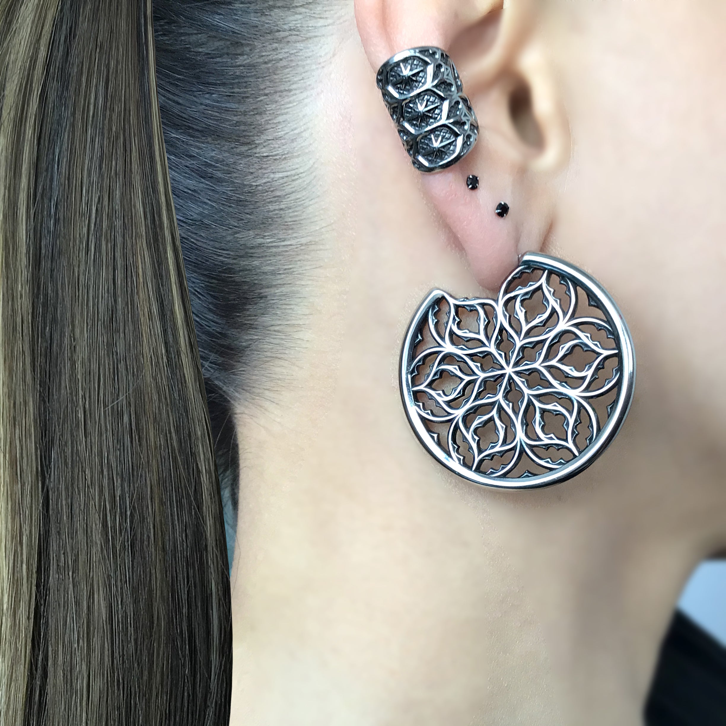 Gothic Bloom large hoop earrings