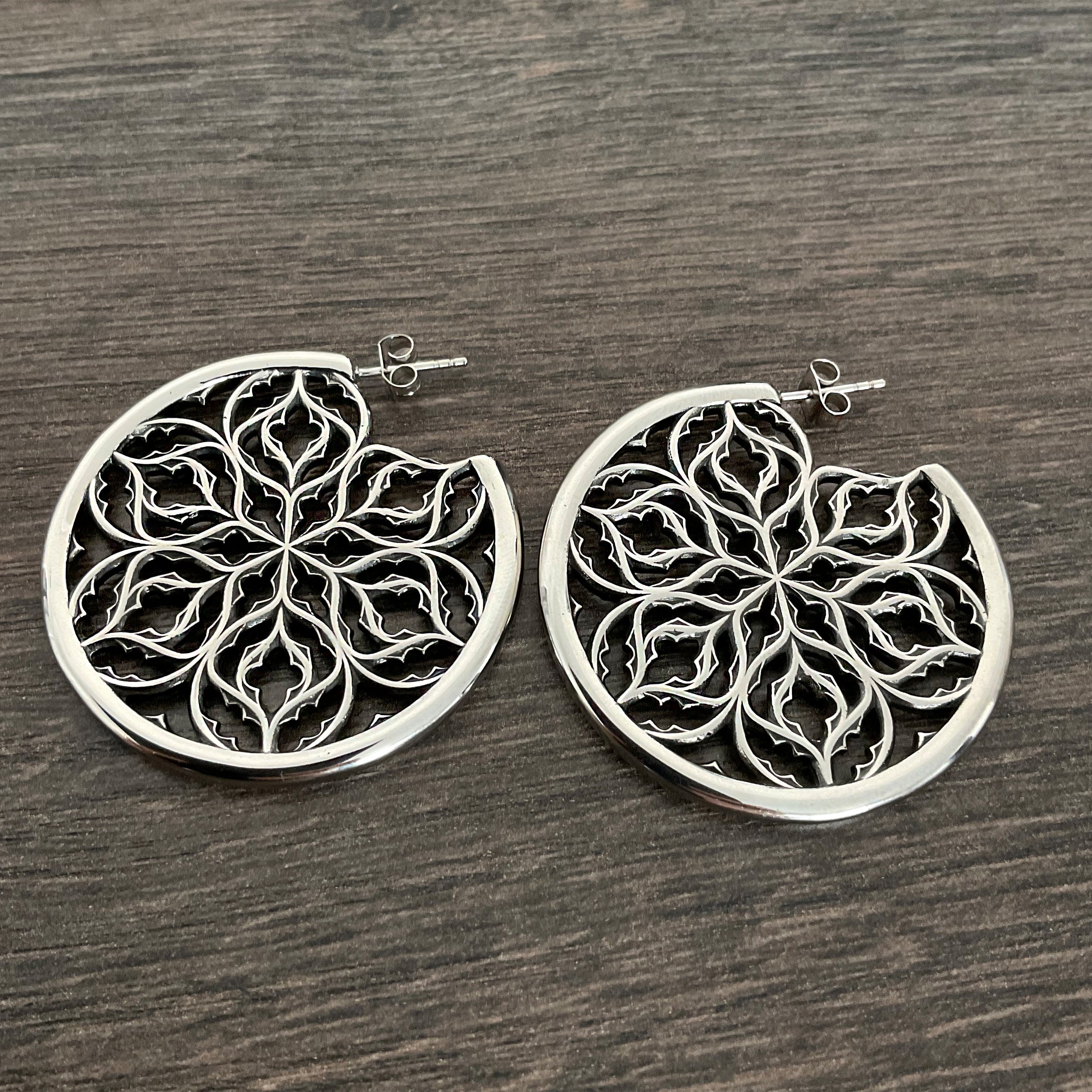 Gothic Bloom large hoop earrings