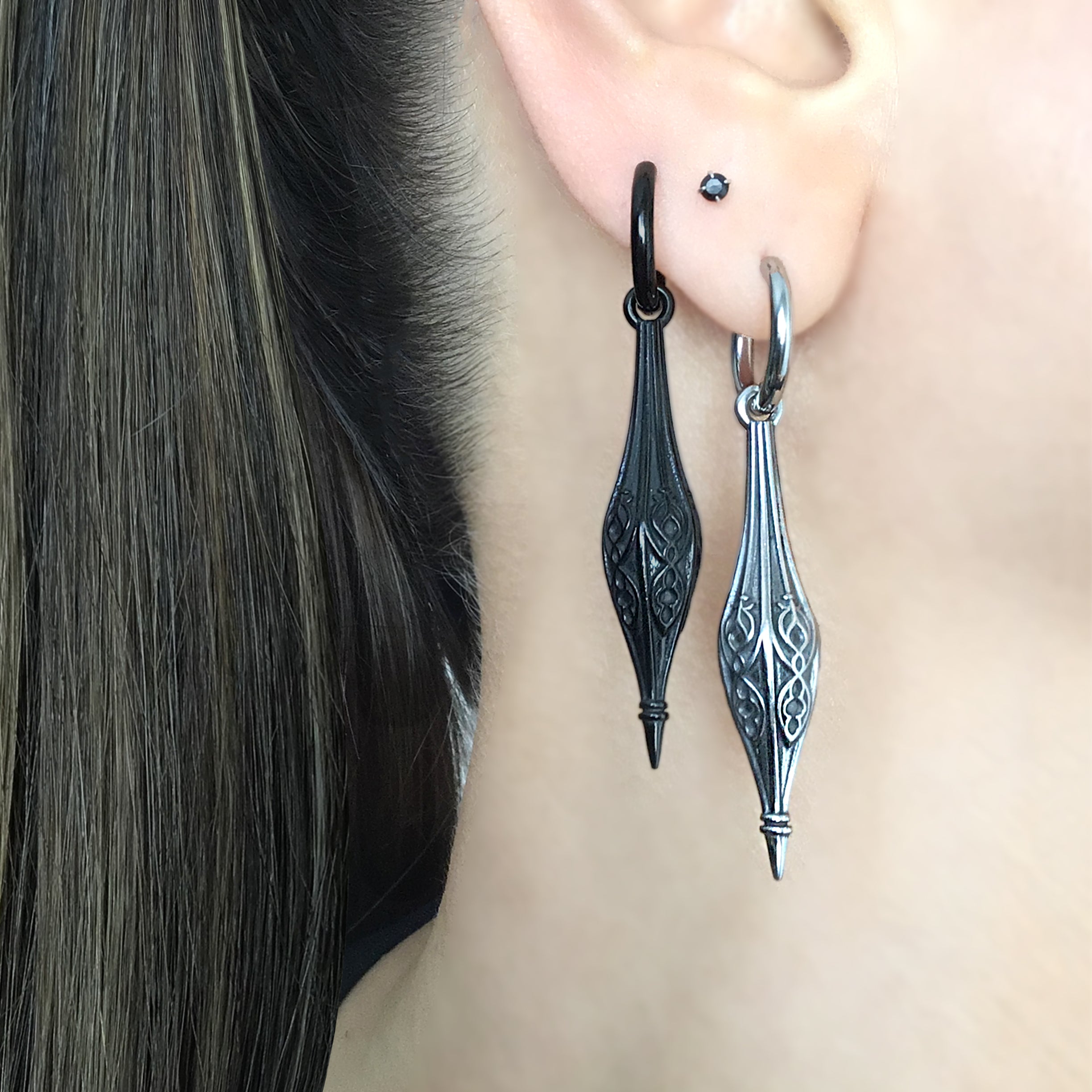 Gothic Cathedral spike hoop earrings