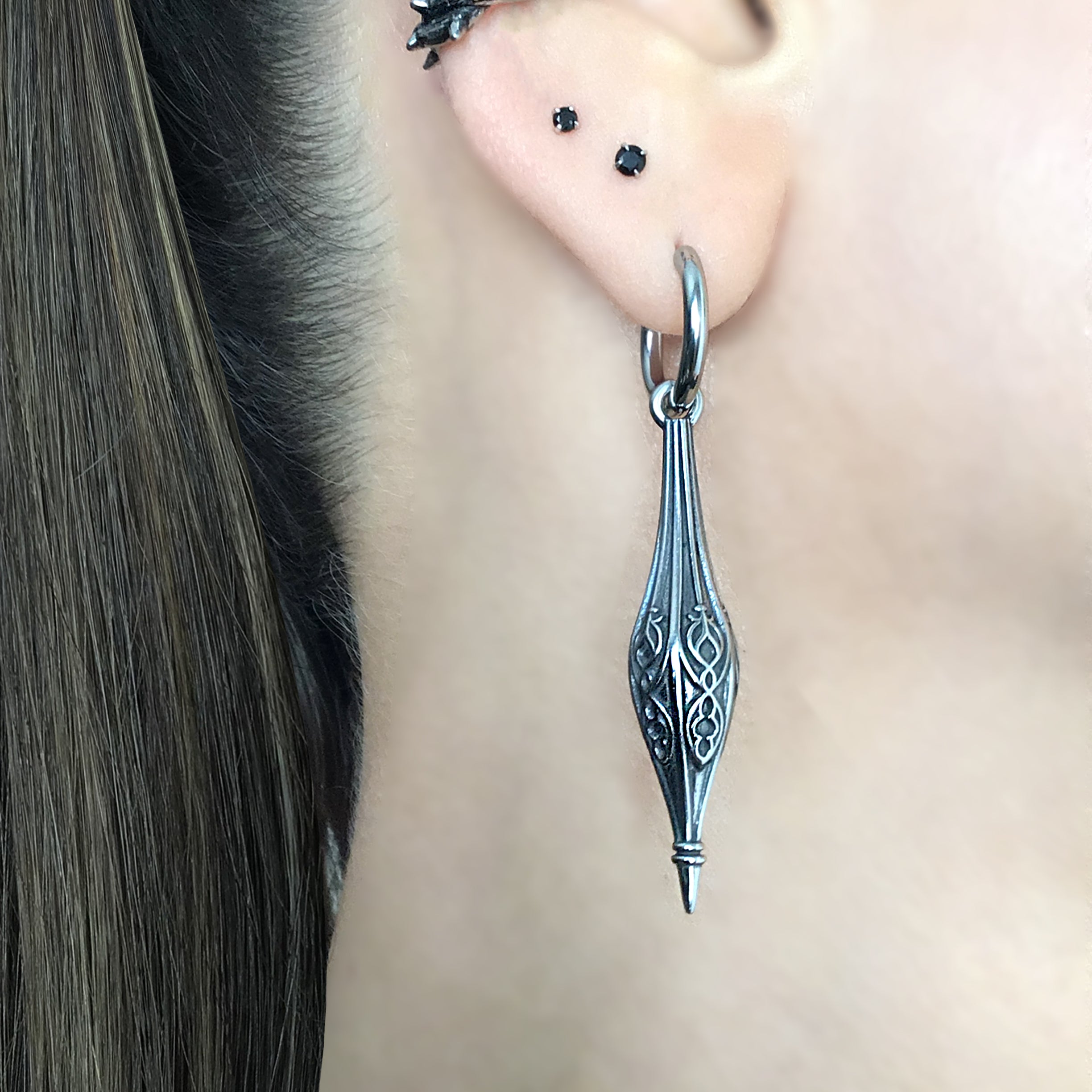 Gothic Cathedral spike hoop earrings