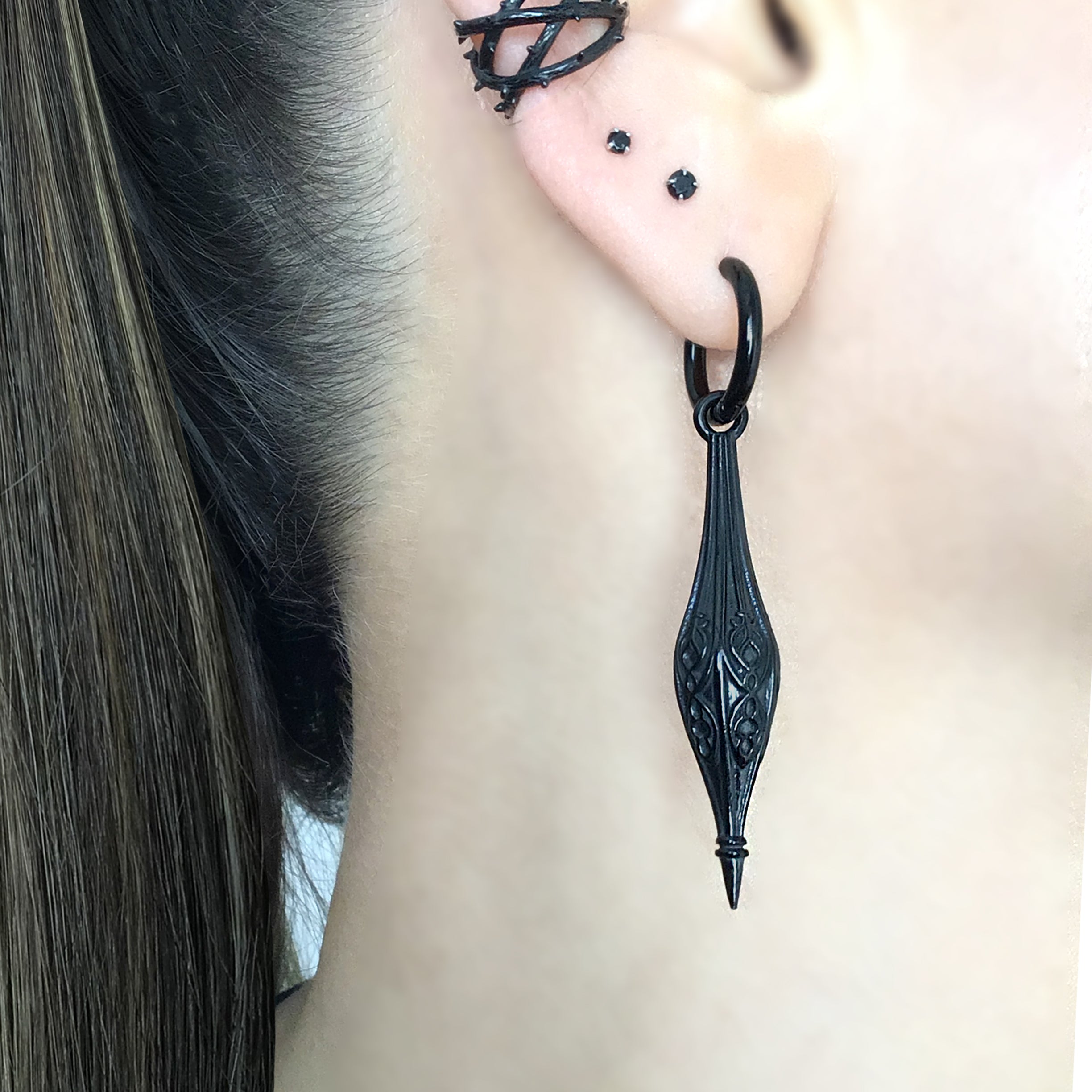 Gothic Cathedral spike hoop earrings