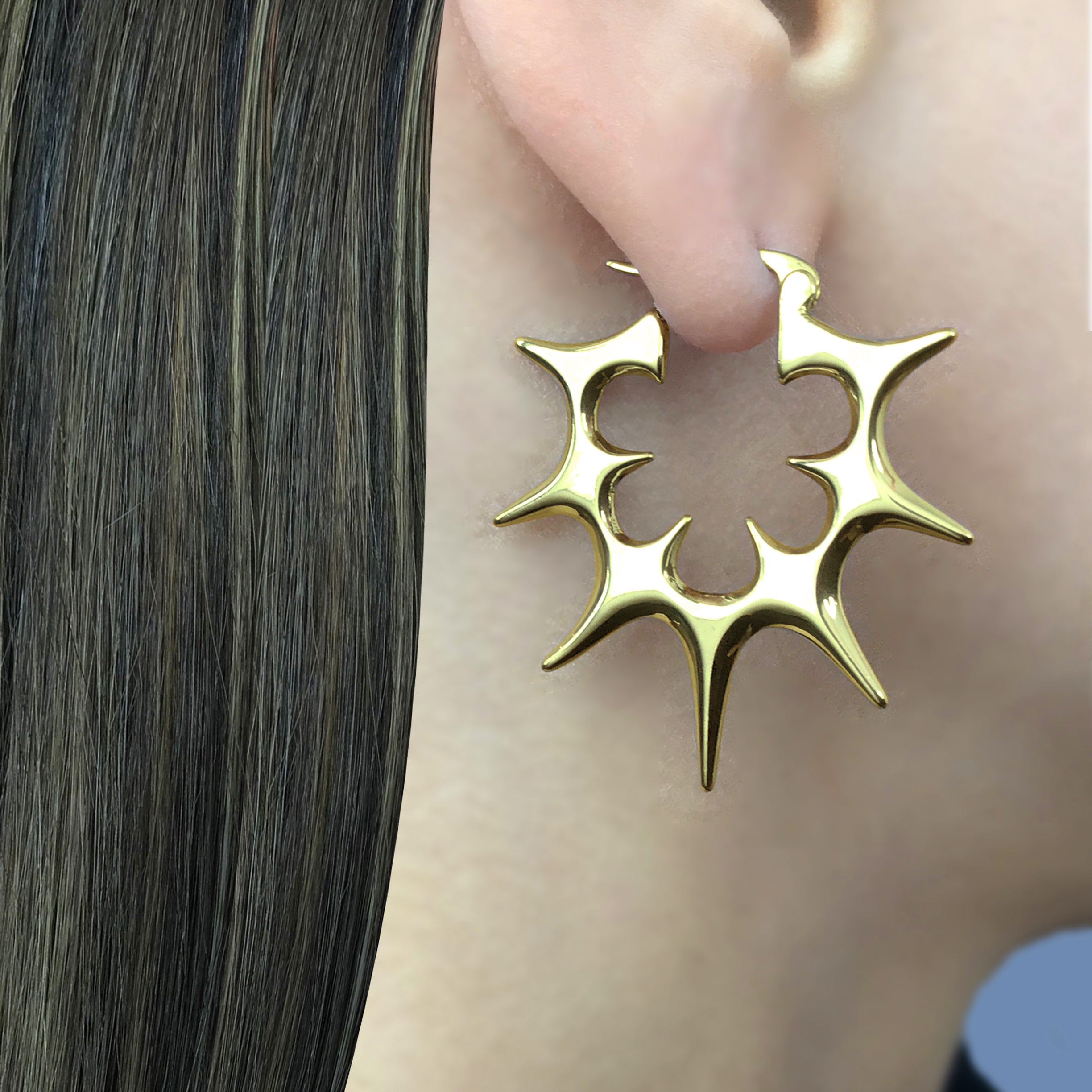 Gothic spikes hoop earrings