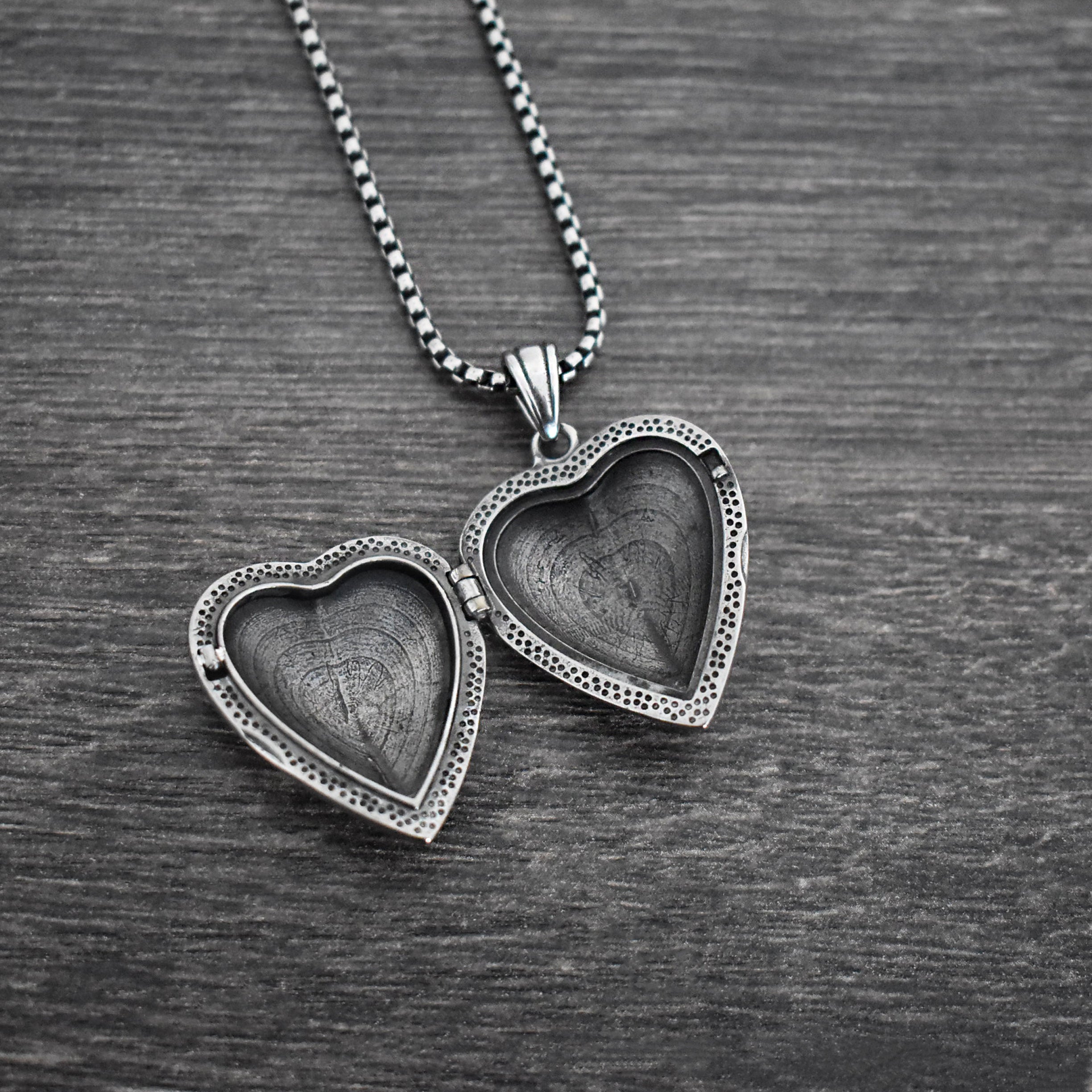 Heart Locket necklace with Celestial charm