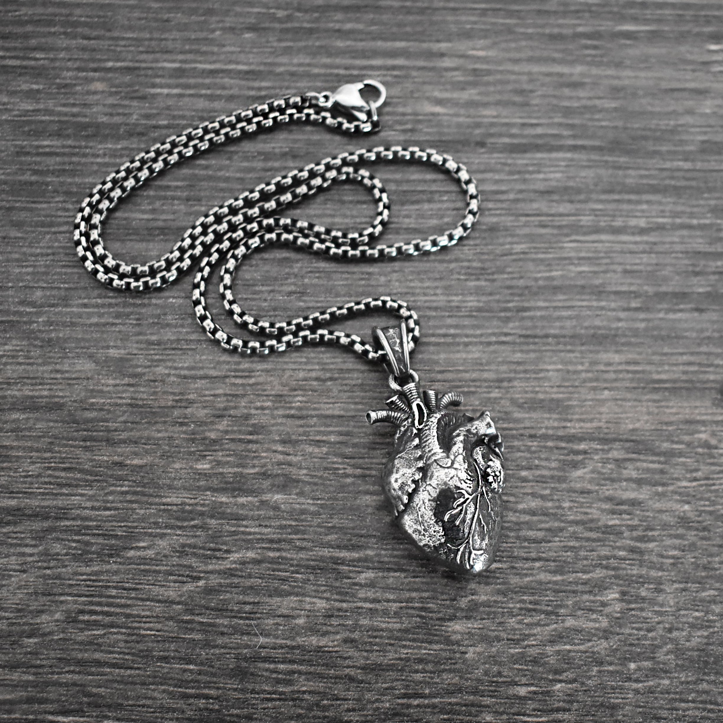 Anatomical Heart Necklace , Realistic Gothic Heart Pendant