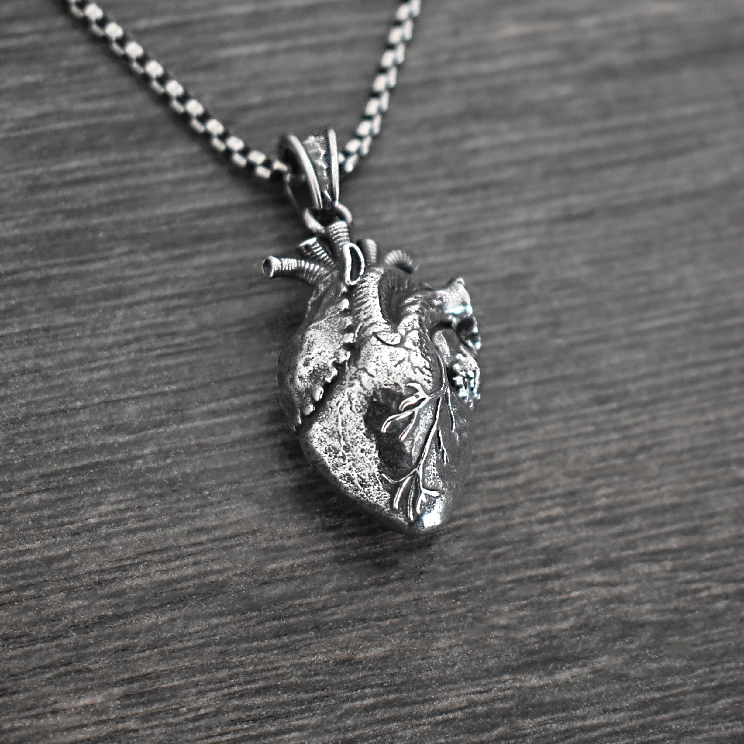 Anatomical Heart Necklace , Realistic Gothic Heart Pendant