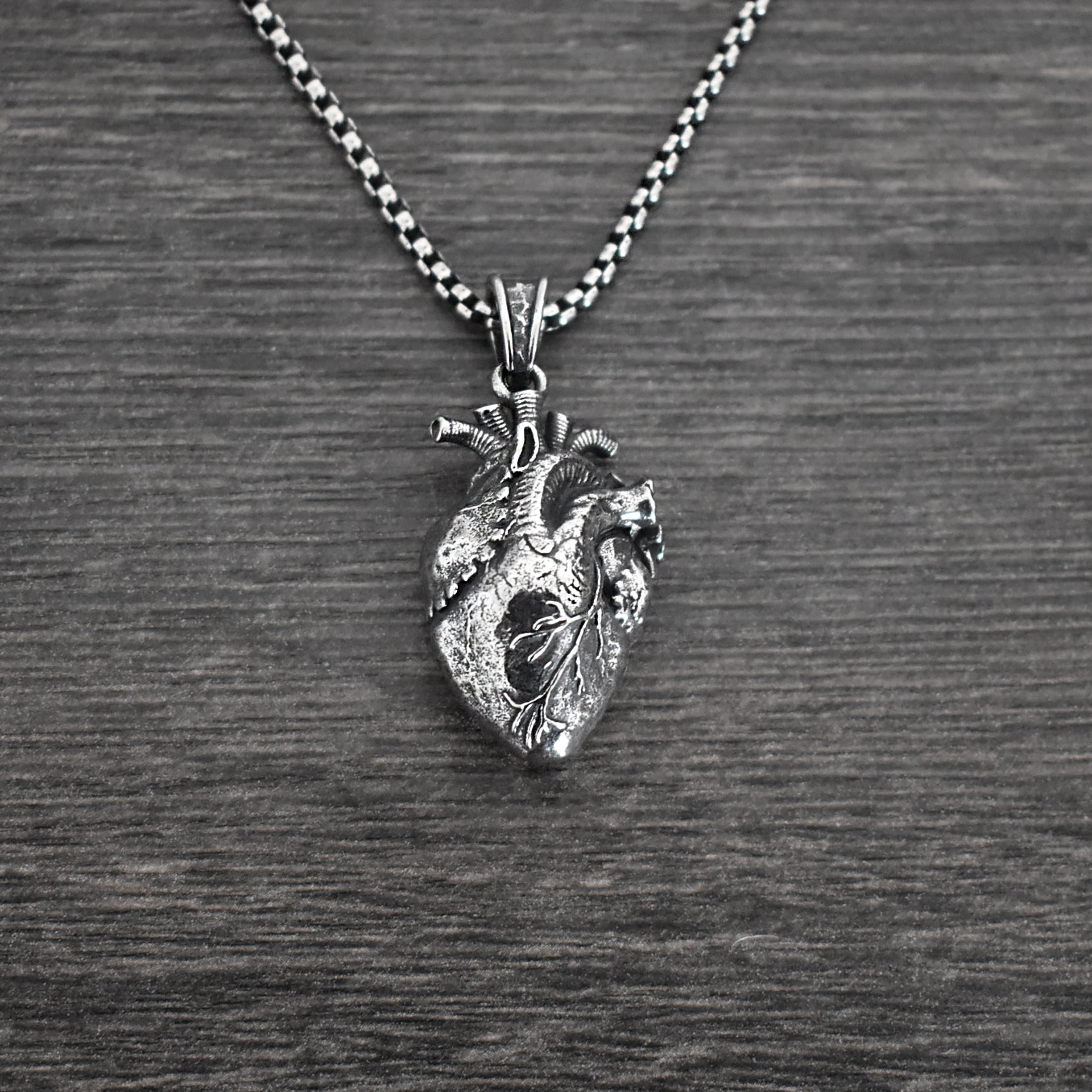 Anatomical Heart Necklace , Realistic Gothic Heart Pendant