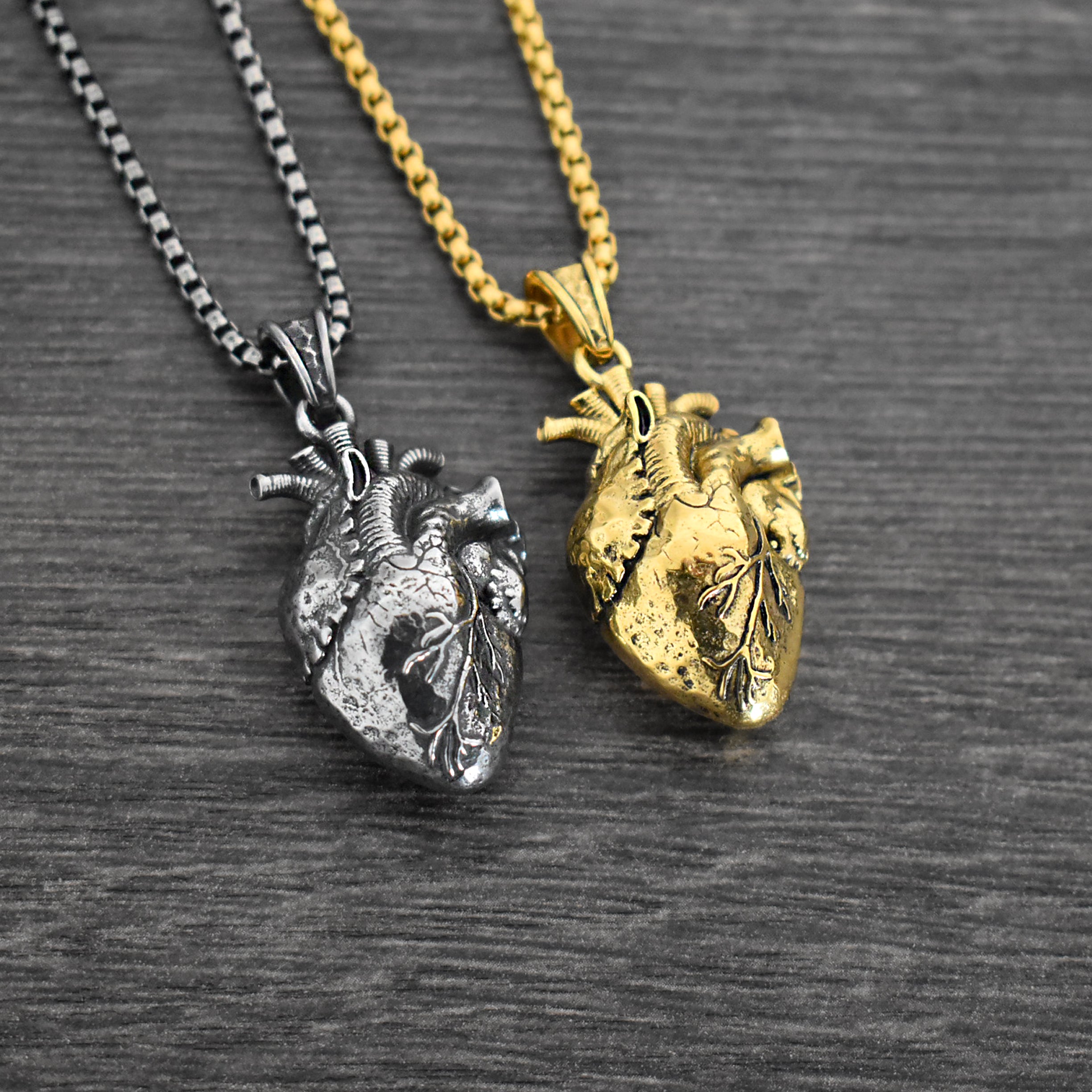 Anatomical Heart Necklace , Realistic Gothic Heart Pendant
