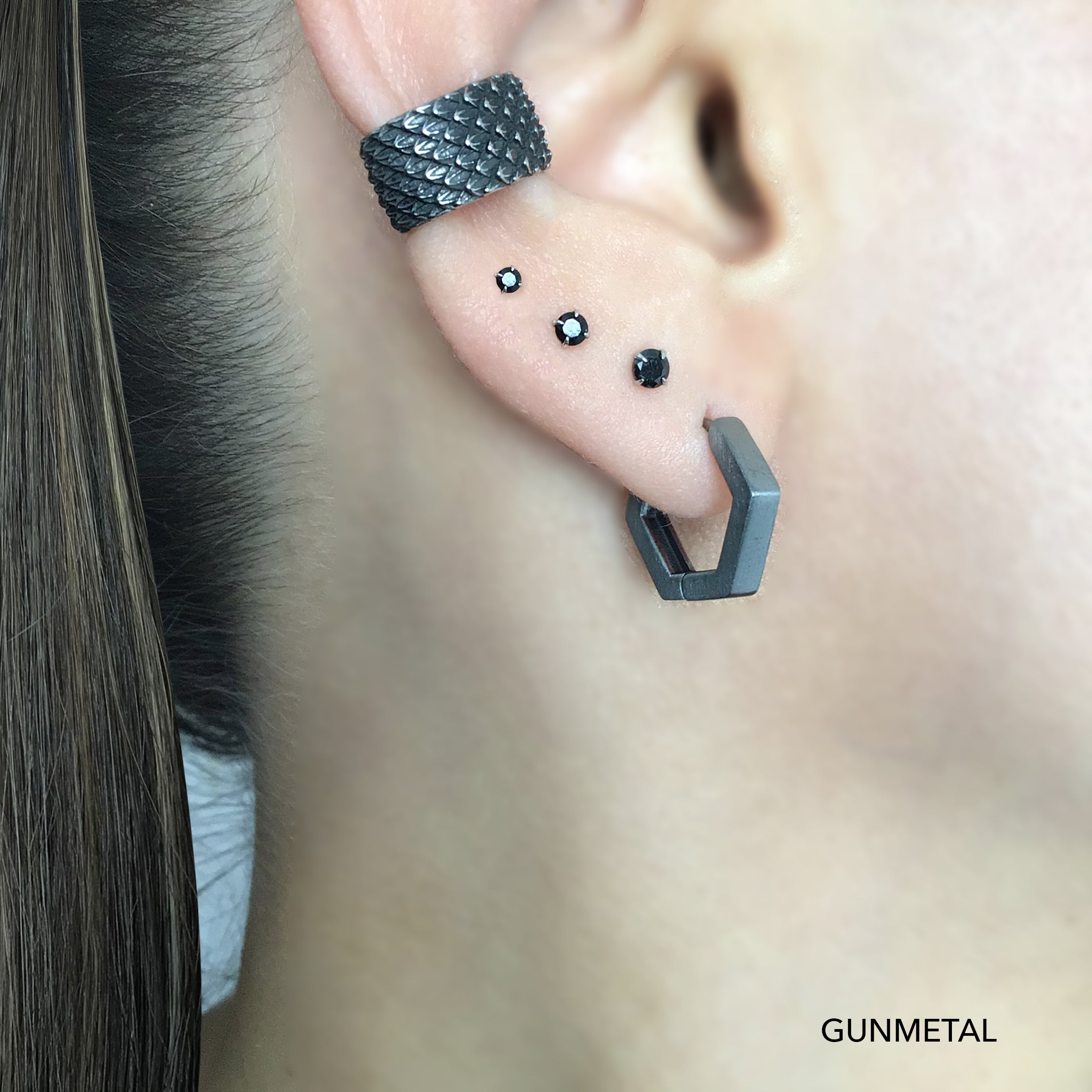 Hexagon hoop earrings