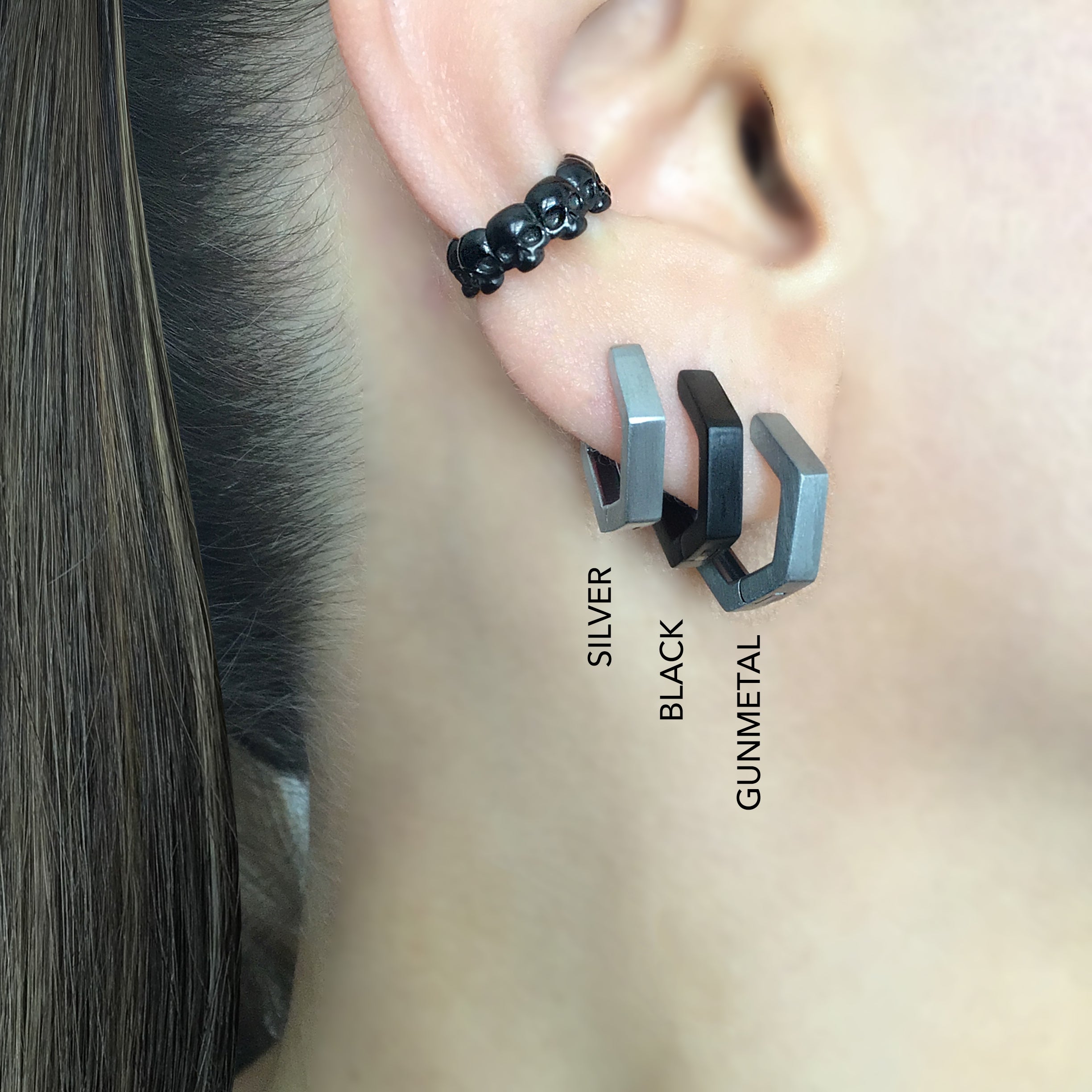 Hexagon hoop earrings