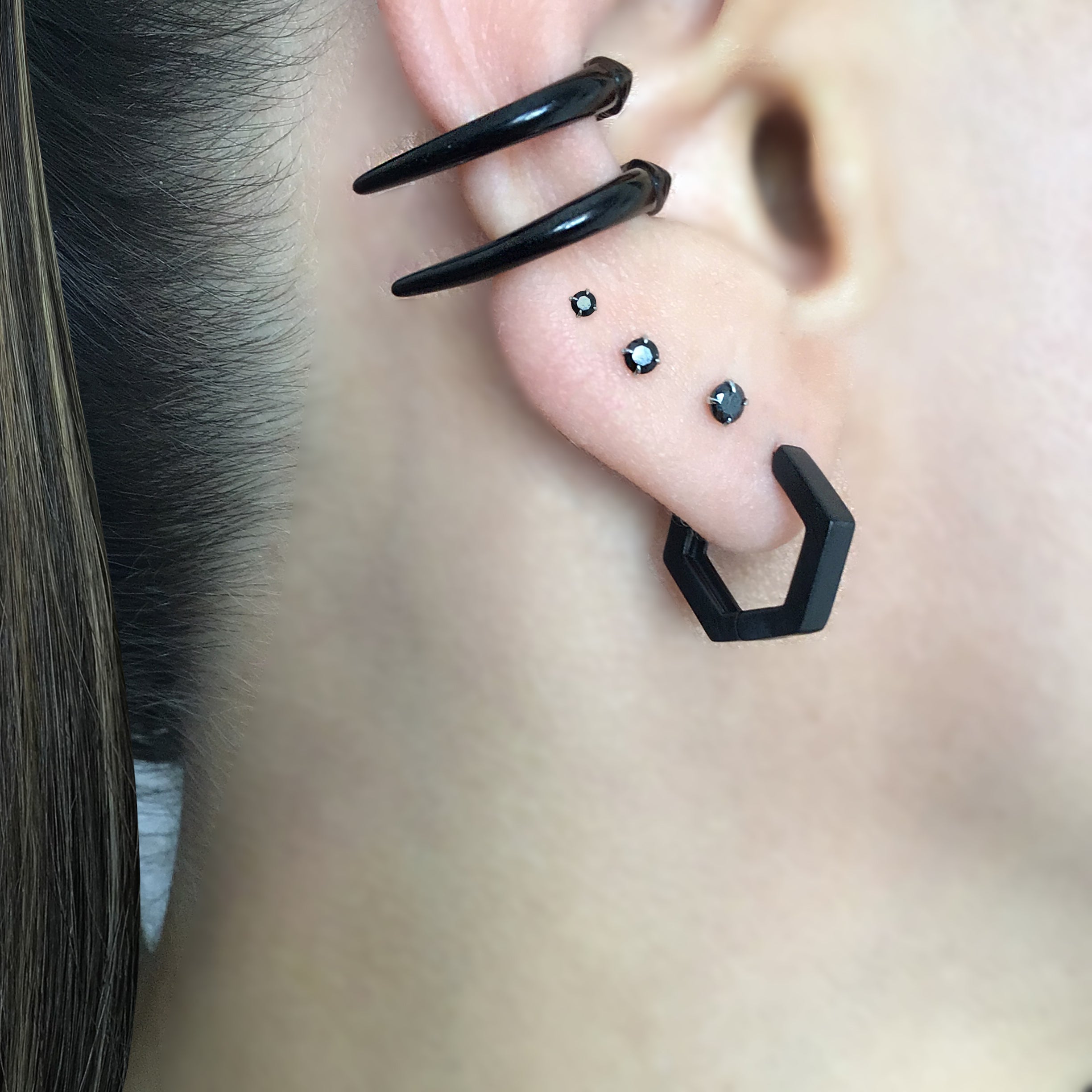 Hexagon hoop earrings
