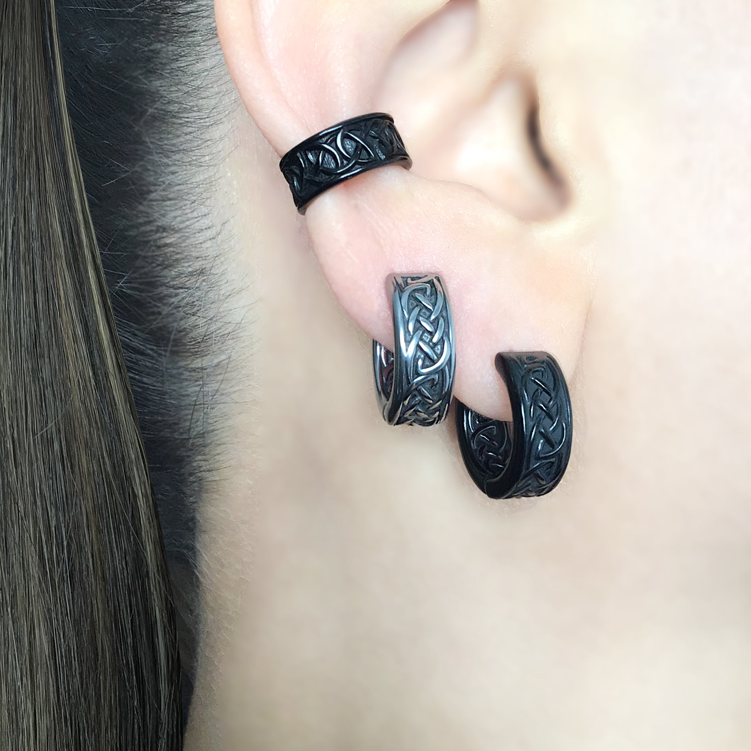Celtic braid hoop earrings