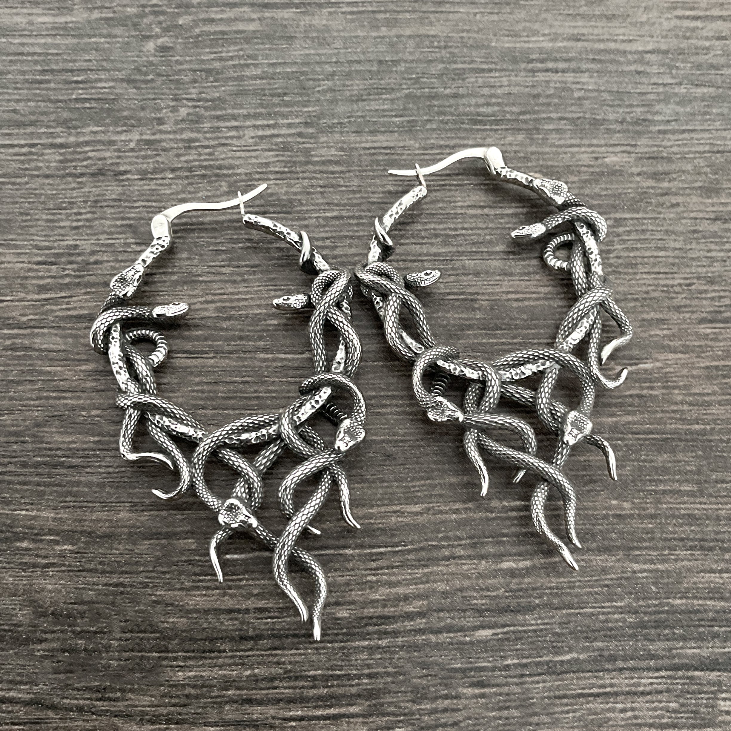 Aura Large Snake hoop earrings