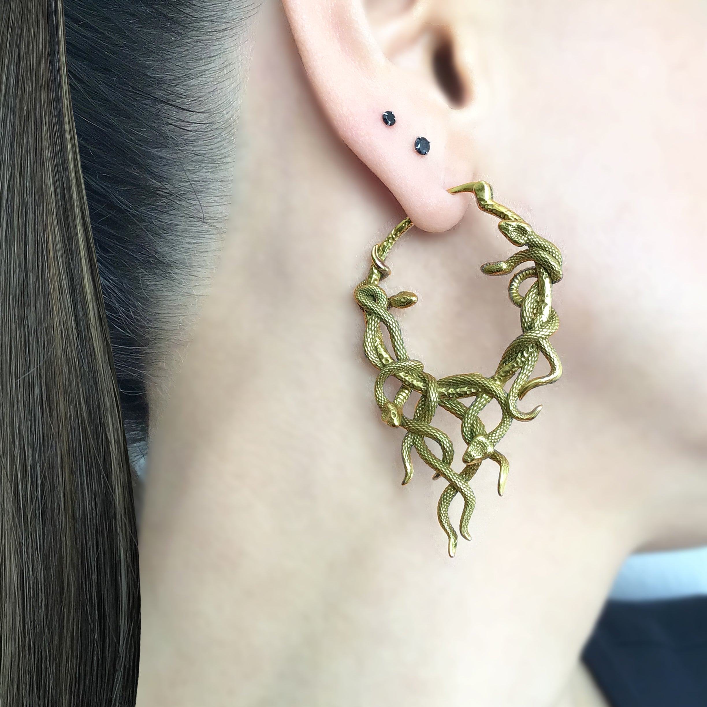 Aura Large Snake hoop earrings