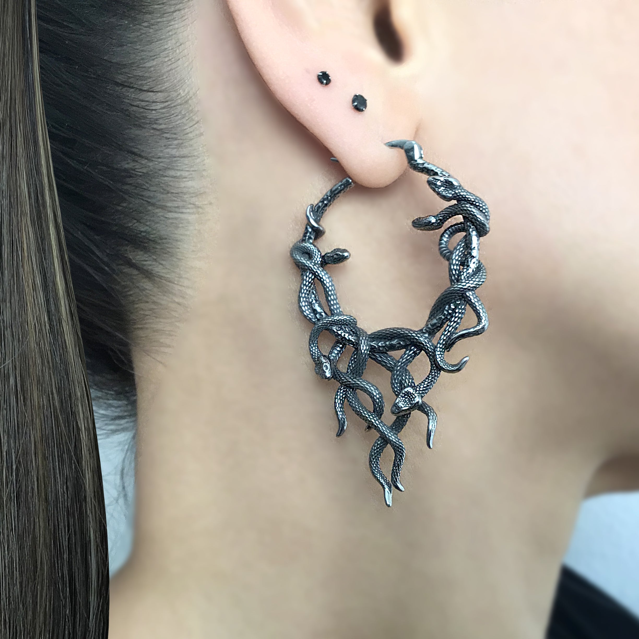 Aura Large Snake hoop earrings