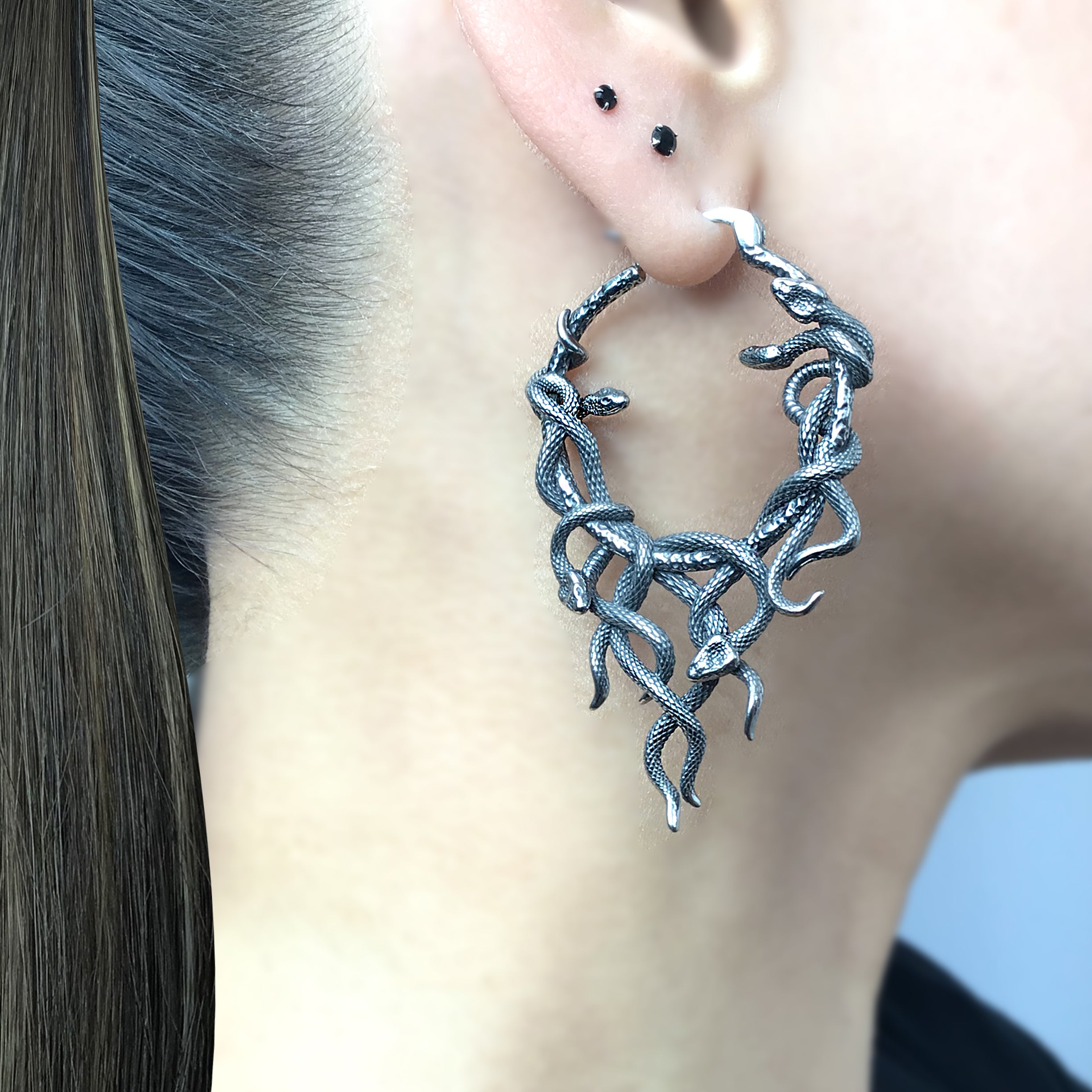 Aura Large Snake hoop earrings
