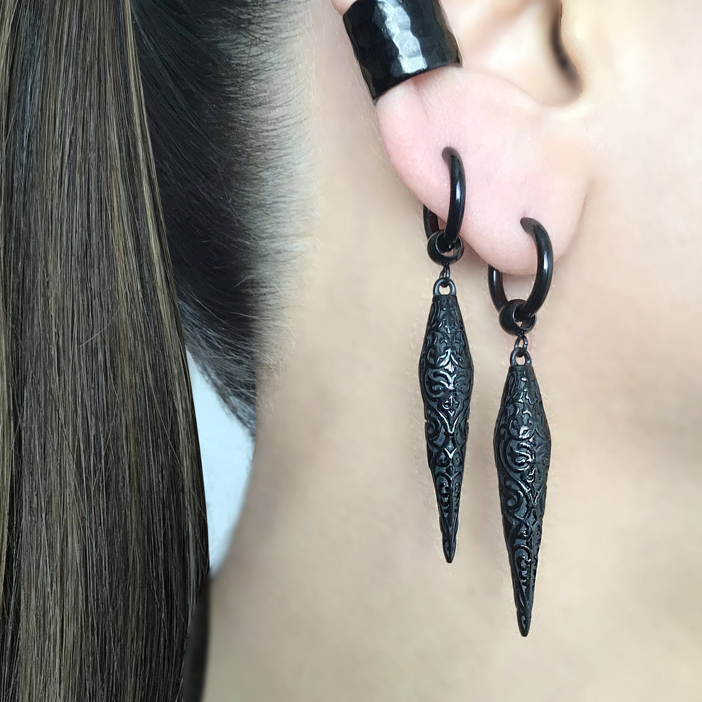 Tribal Spike hoop earrings