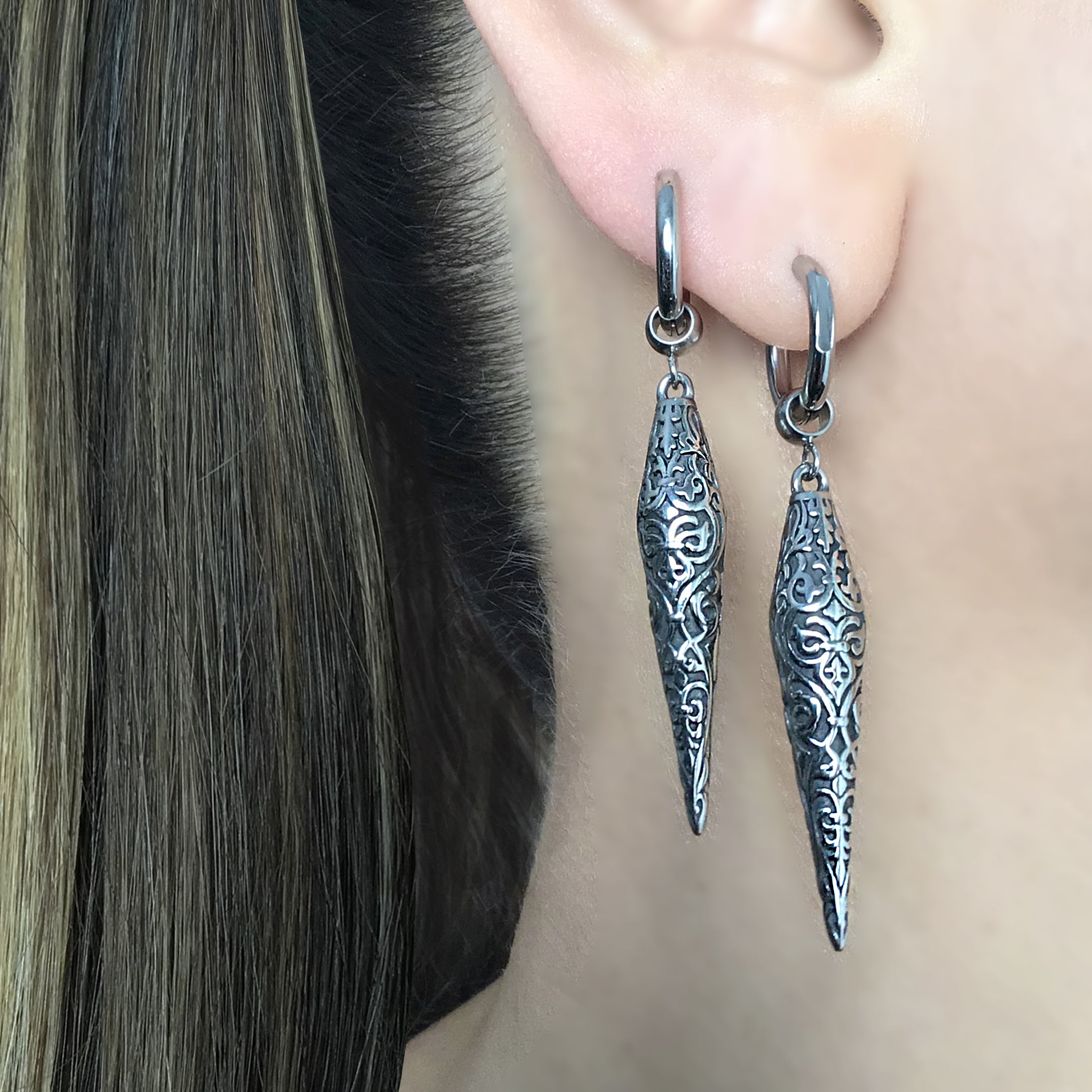 Tribal Spike hoop earrings