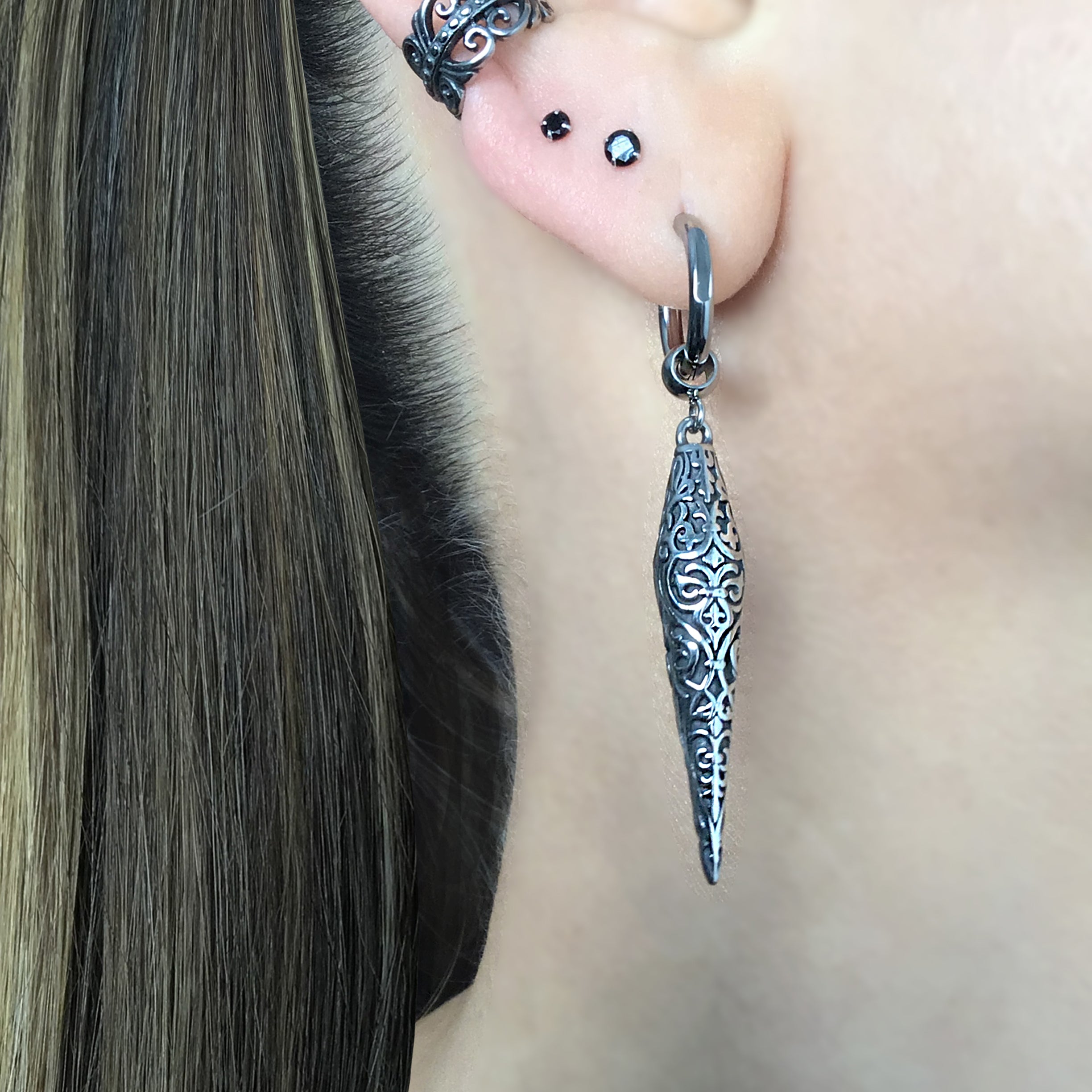 Tribal Spike hoop earrings