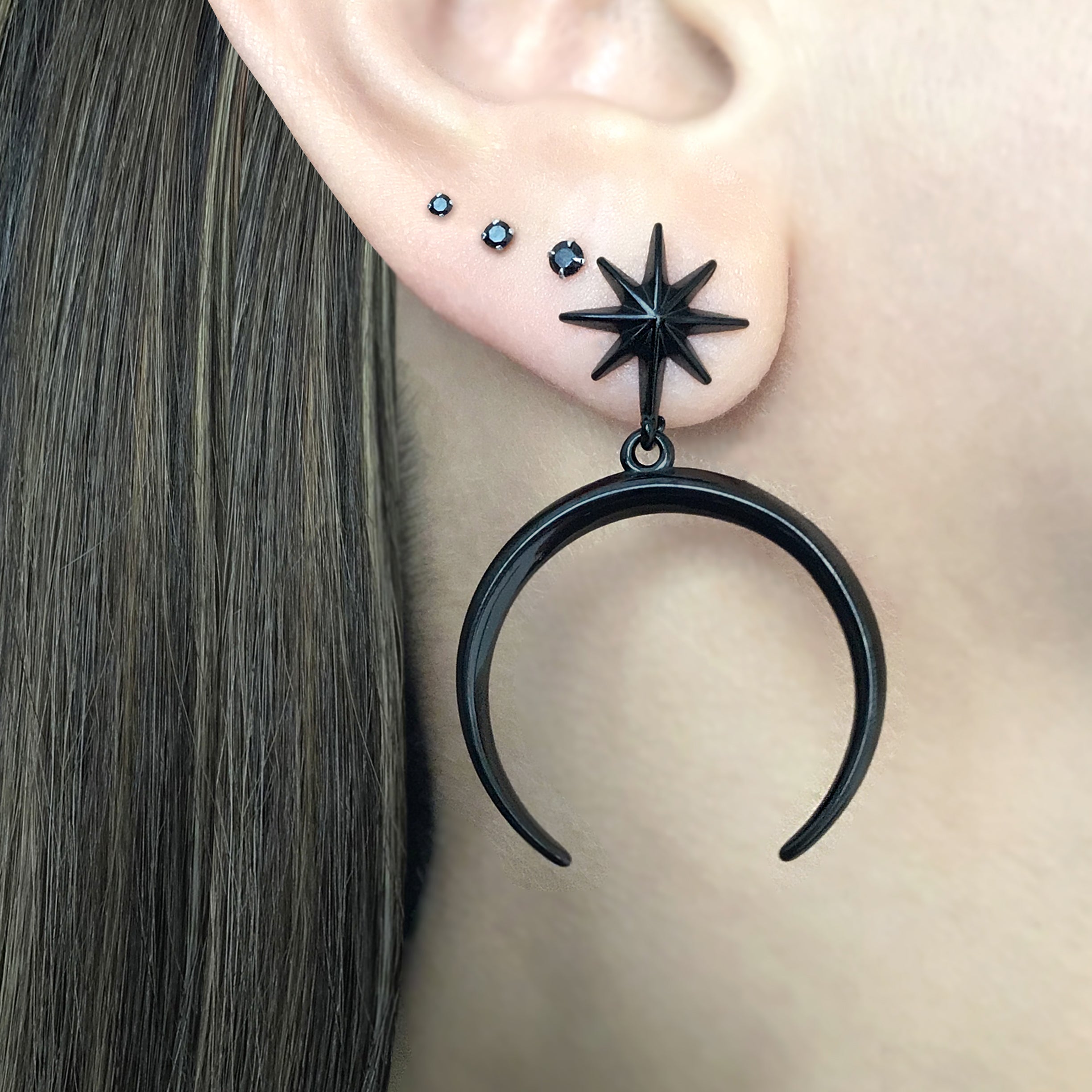 Star and moon stud earrings
