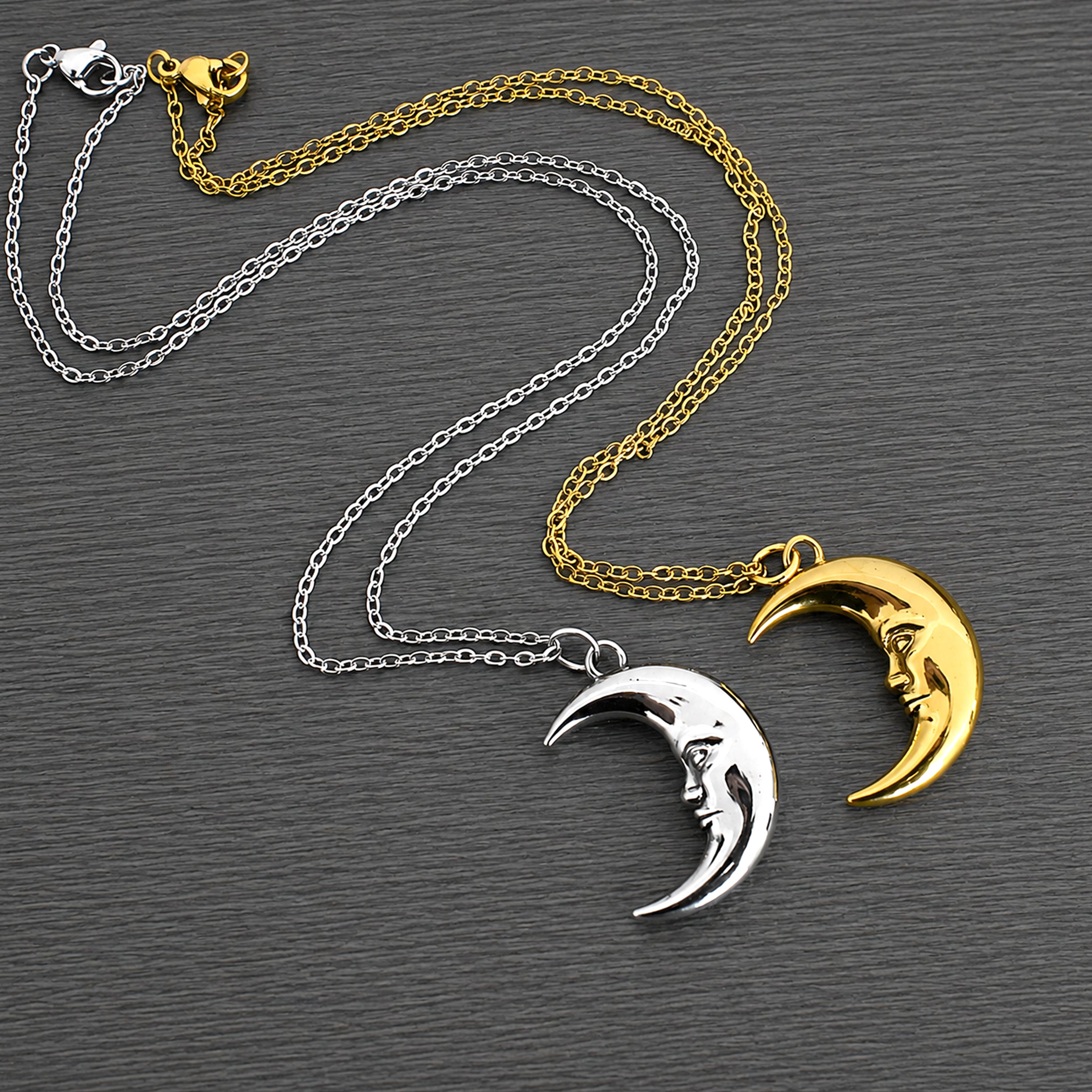 Crescent Moon Face Necklace