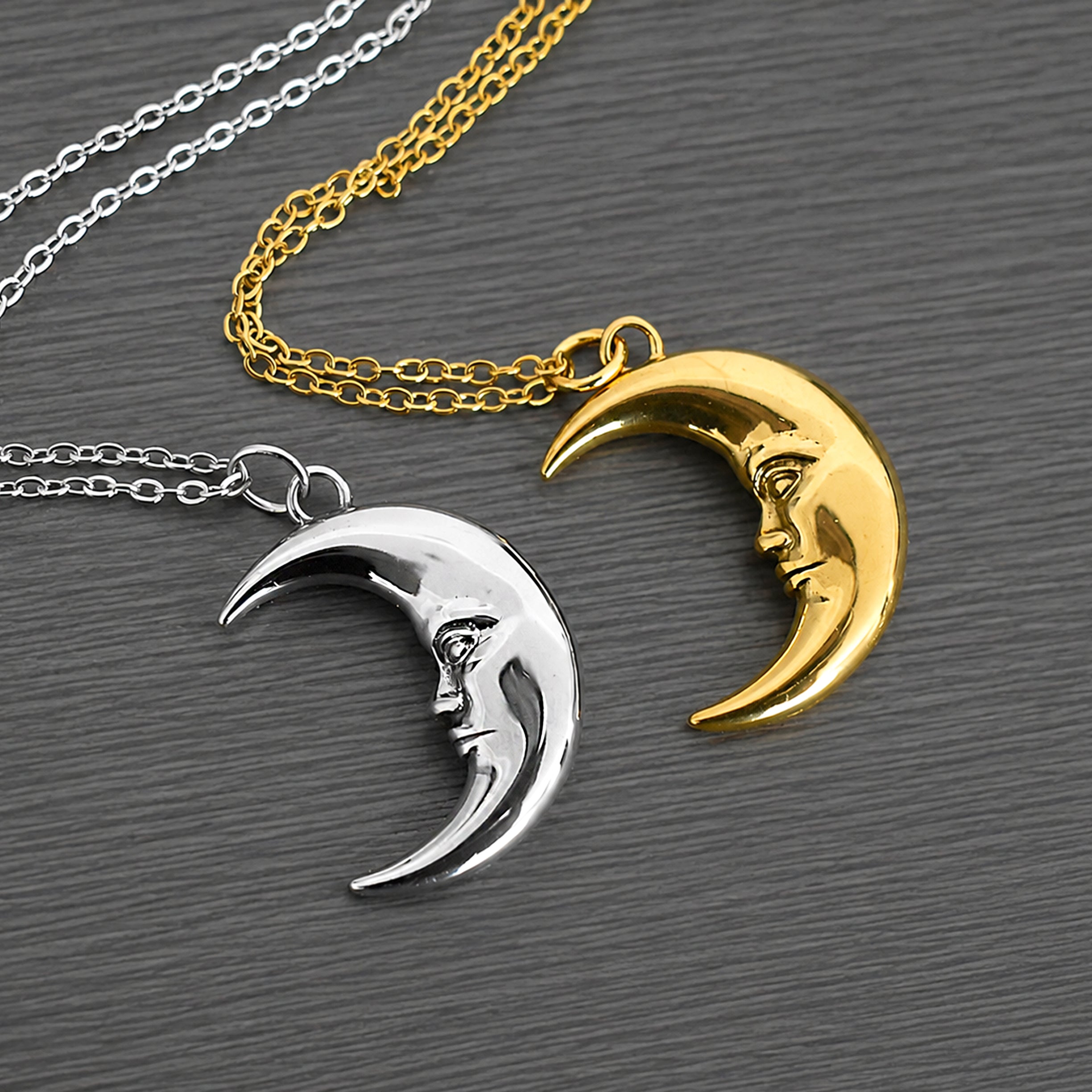 Crescent Moon Face Necklace