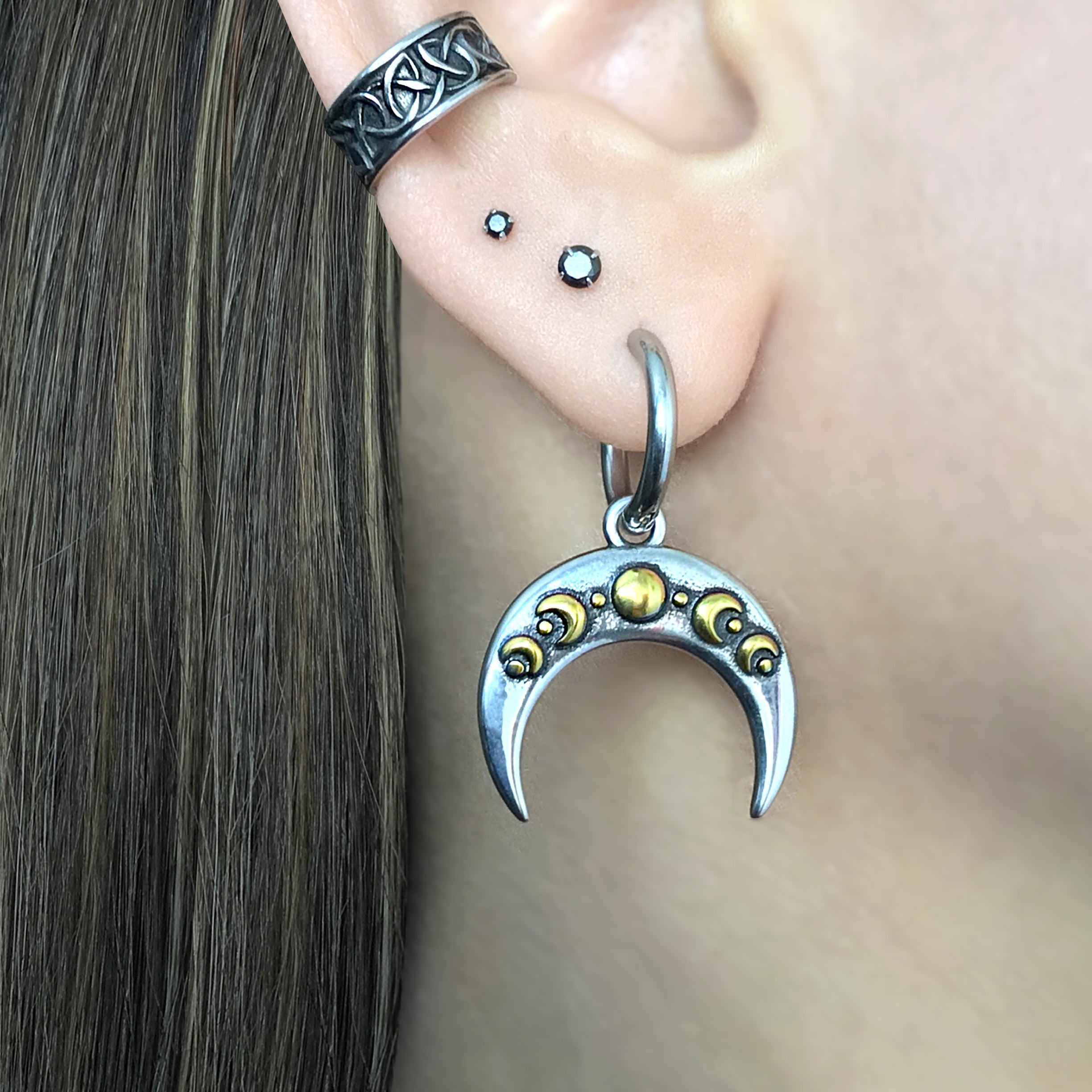 Moon phase hoop earrings