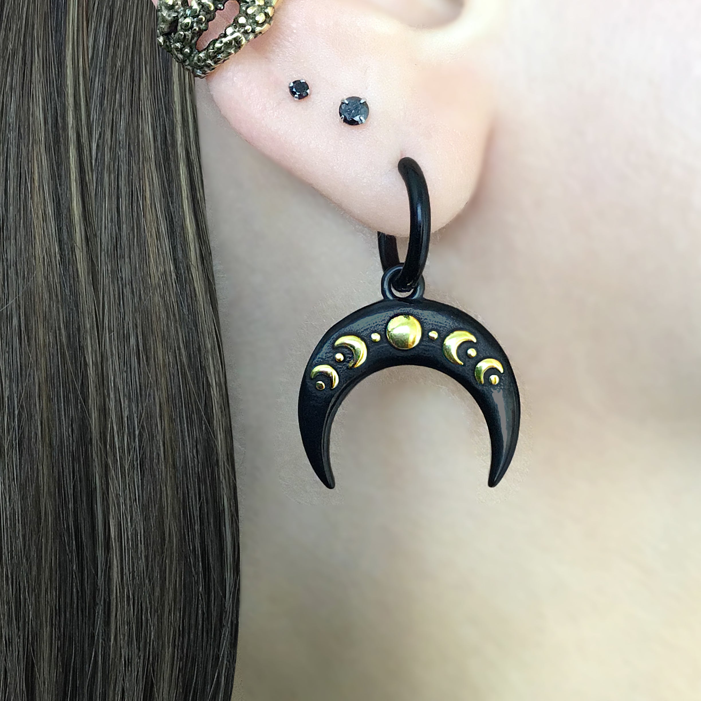 Moon phase hoop earrings