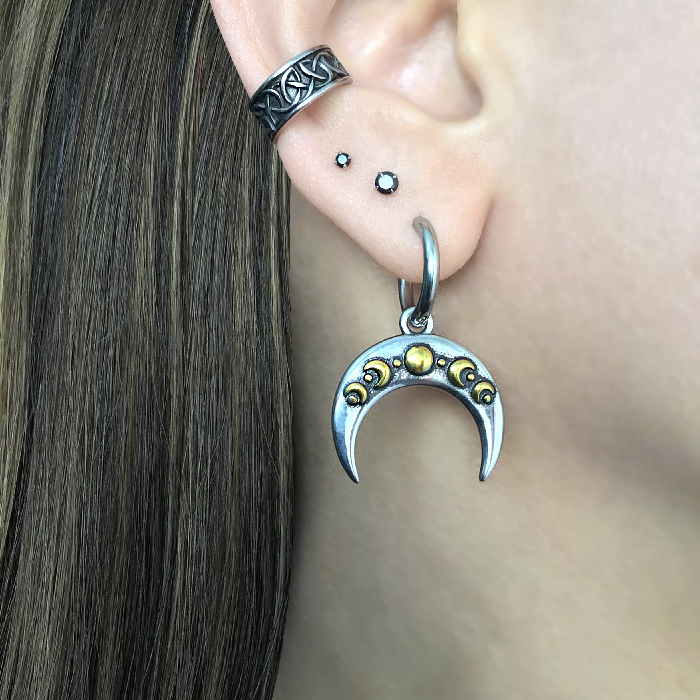 Moon phase hoop earrings