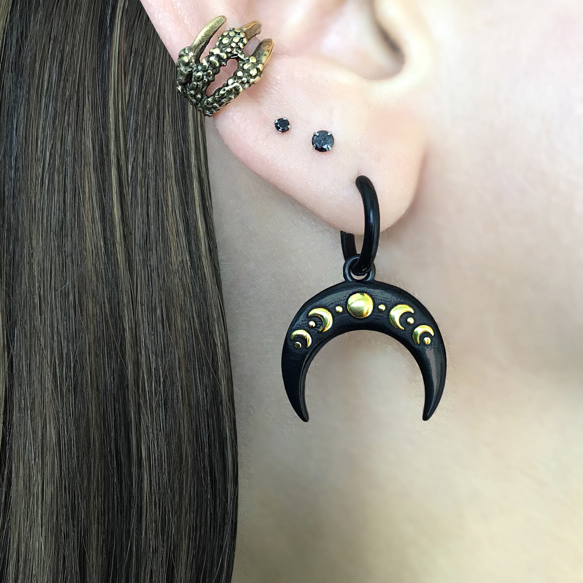 Moon phase hoop earrings