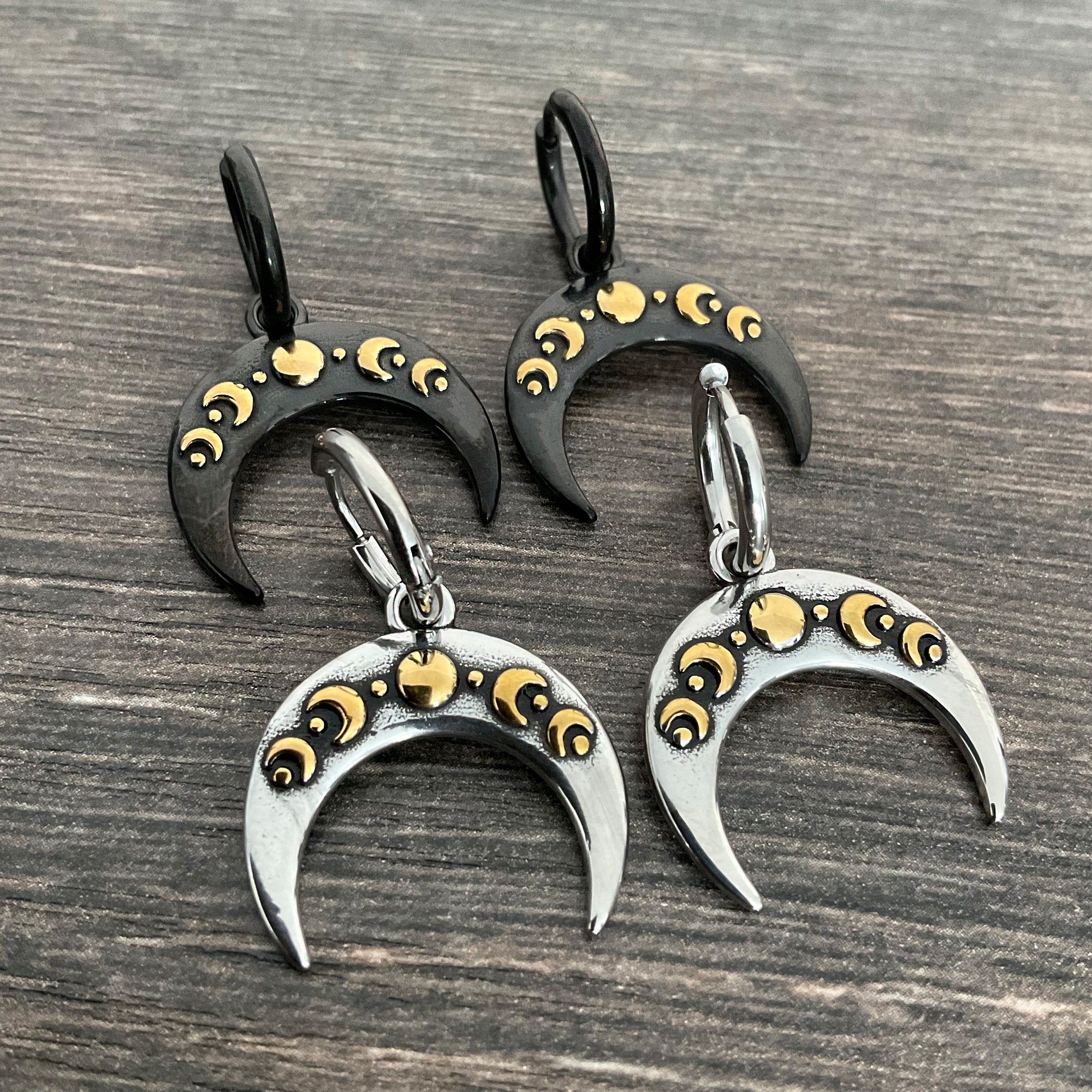 Moon phase hoop earrings
