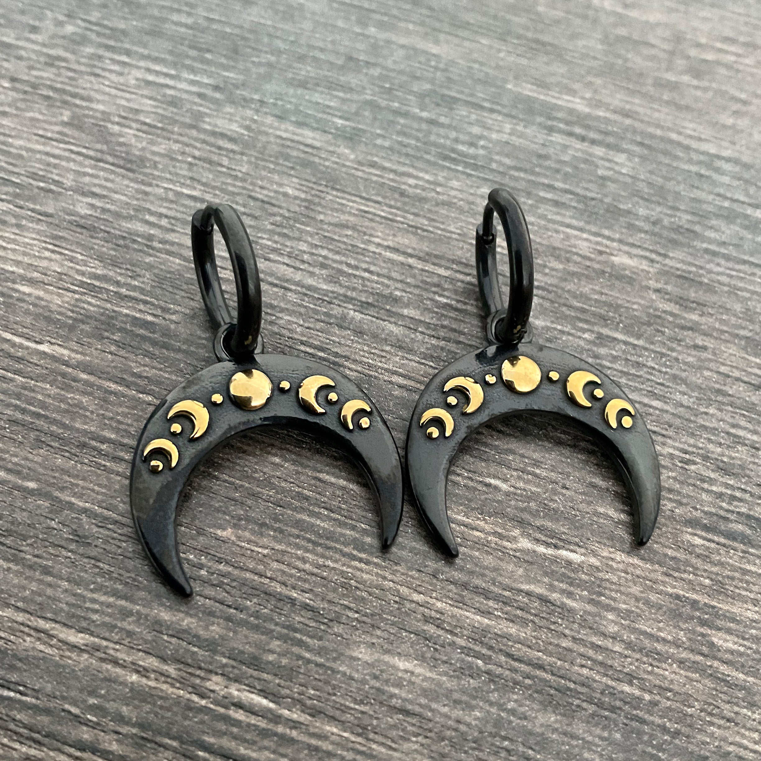 Moon phase hoop earrings