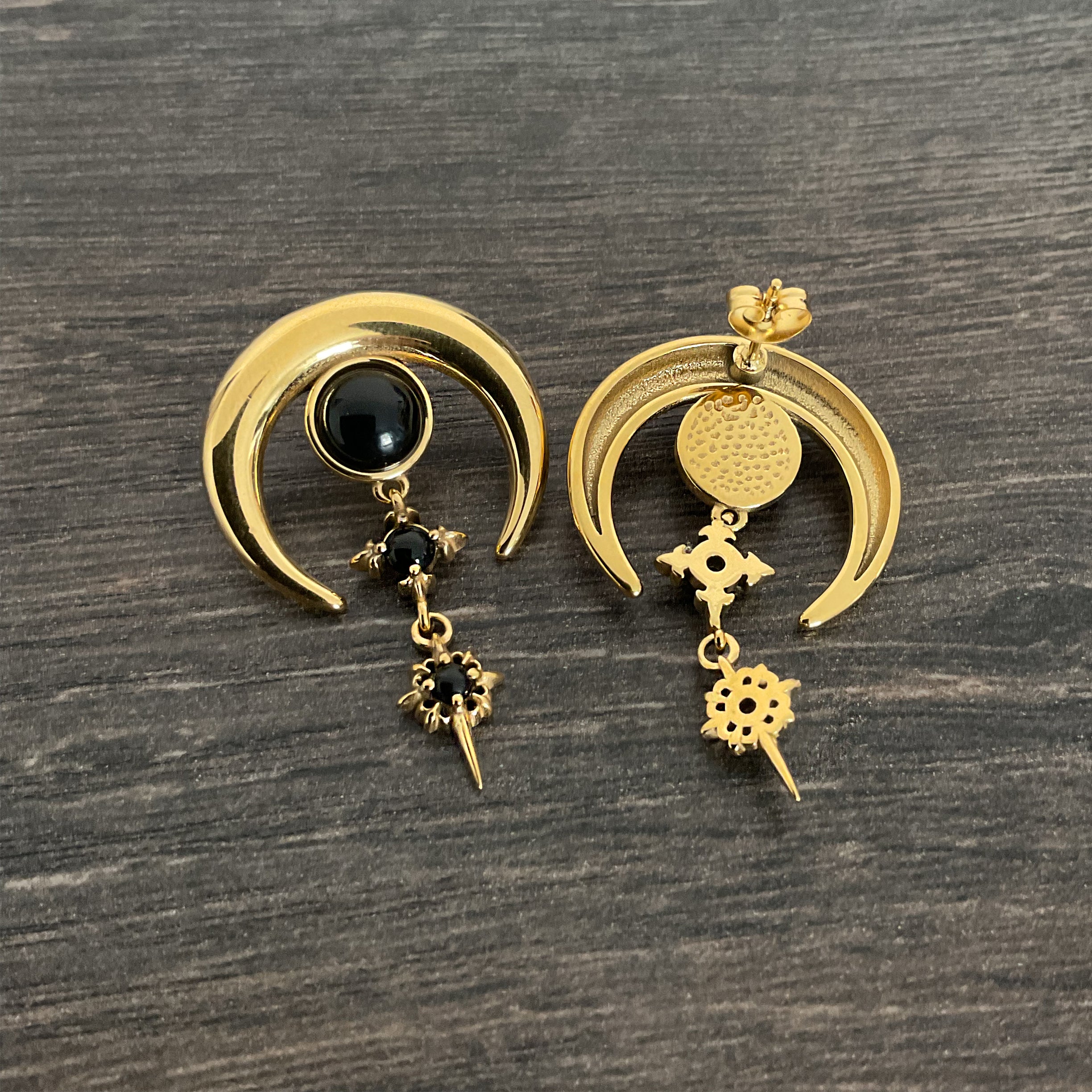 Black Moon with Stars earrings