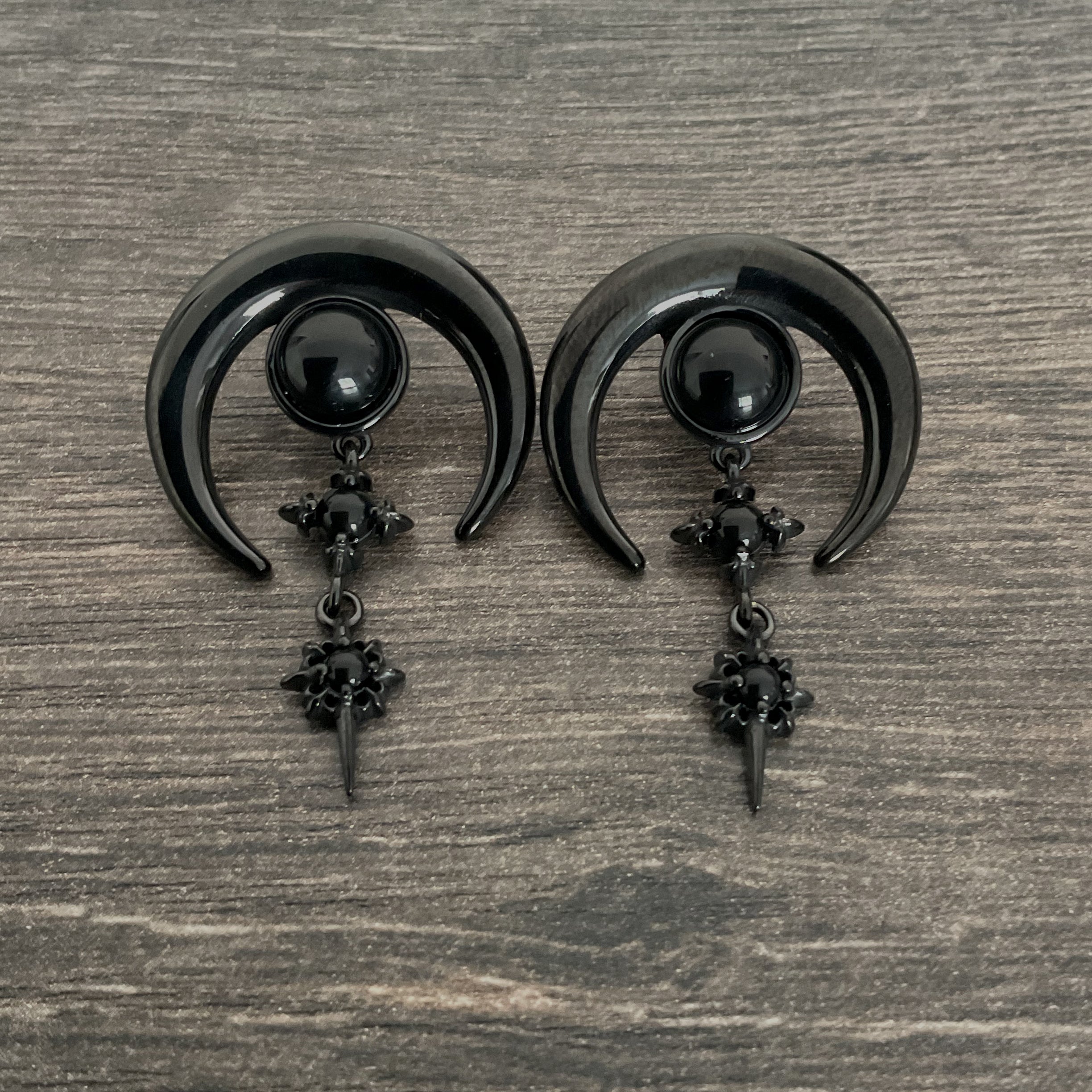 Black Moon with Stars earrings