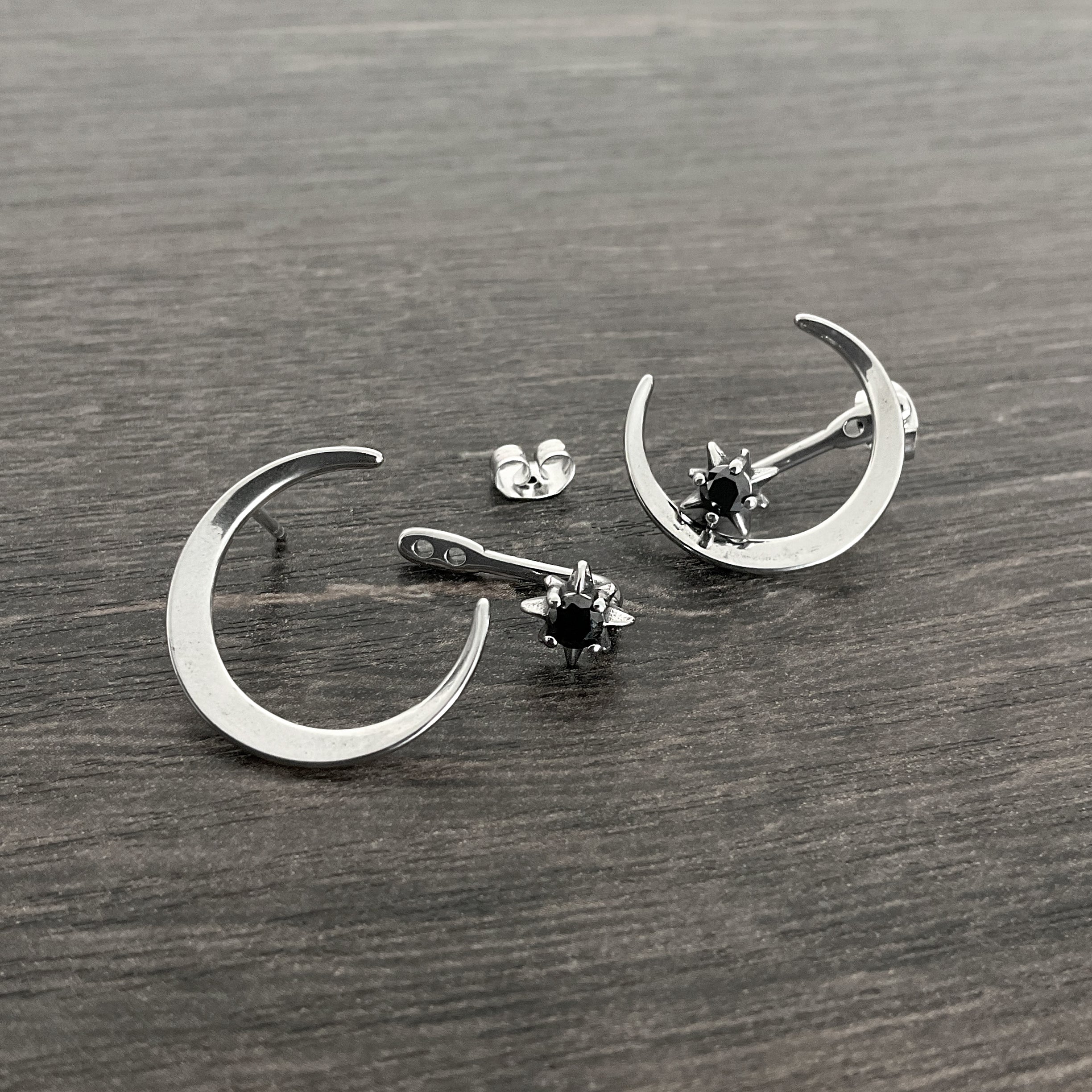 Crescent Moon and Star ear jacket
