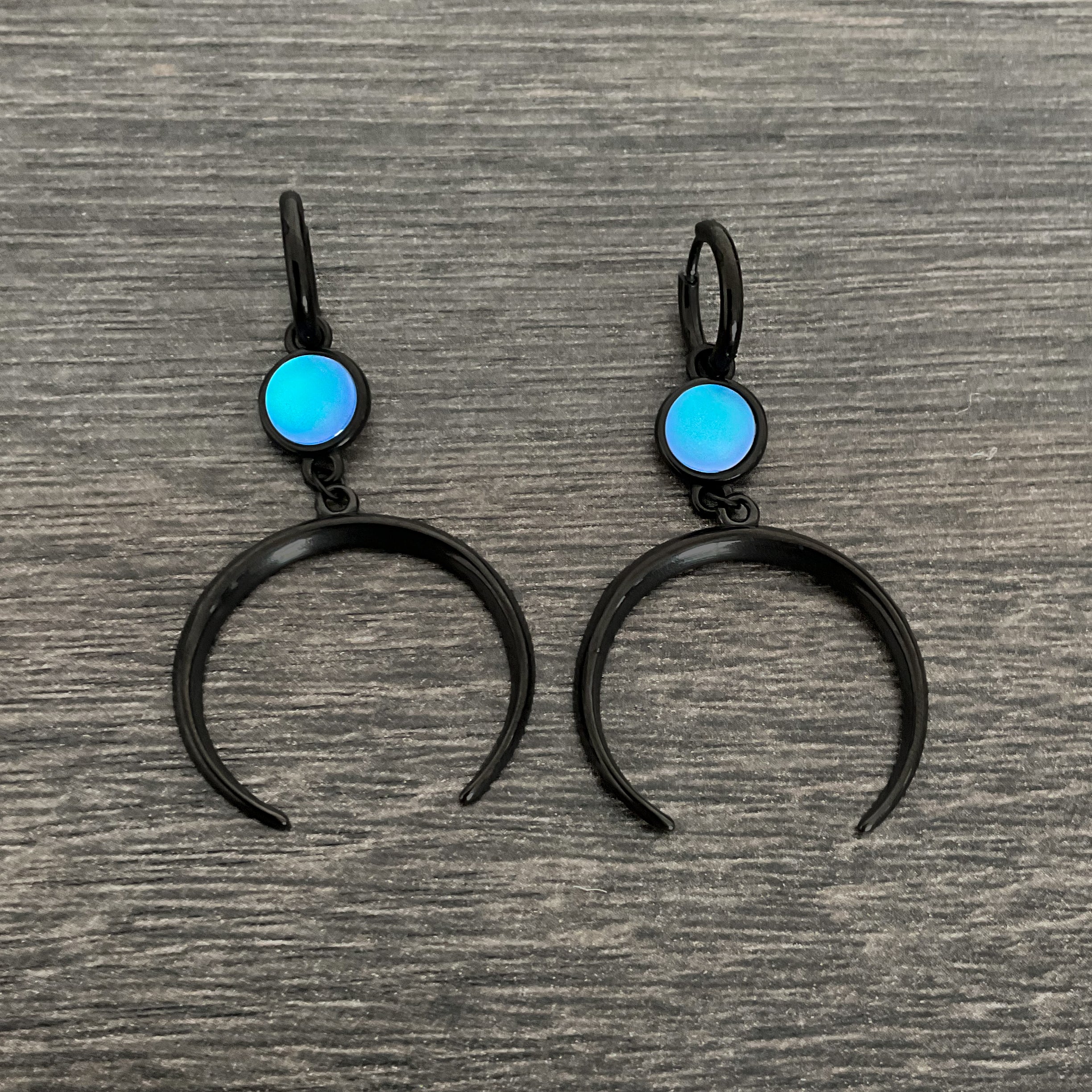 Black Moon with Blue stone hoops