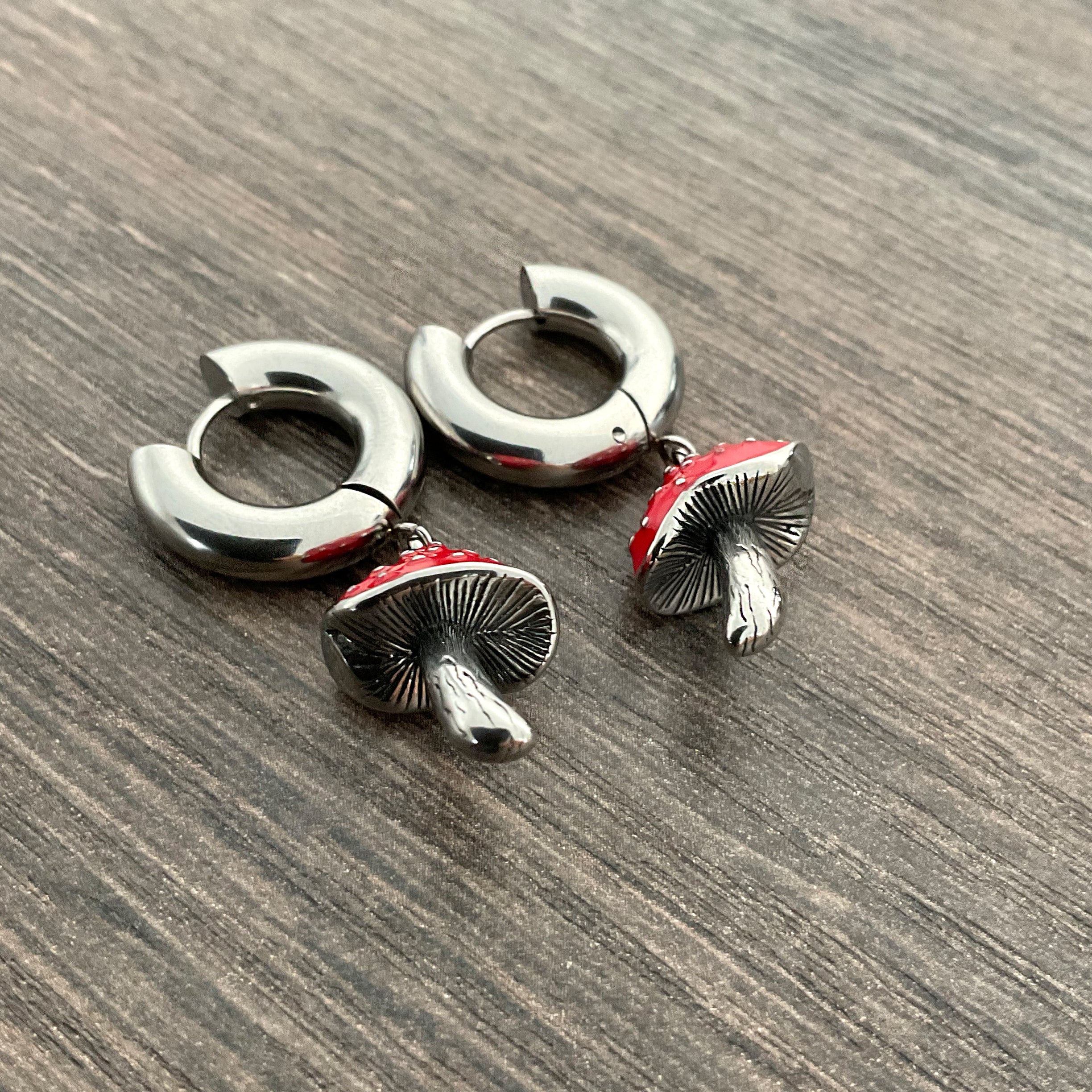 Mushroom hoop earrings