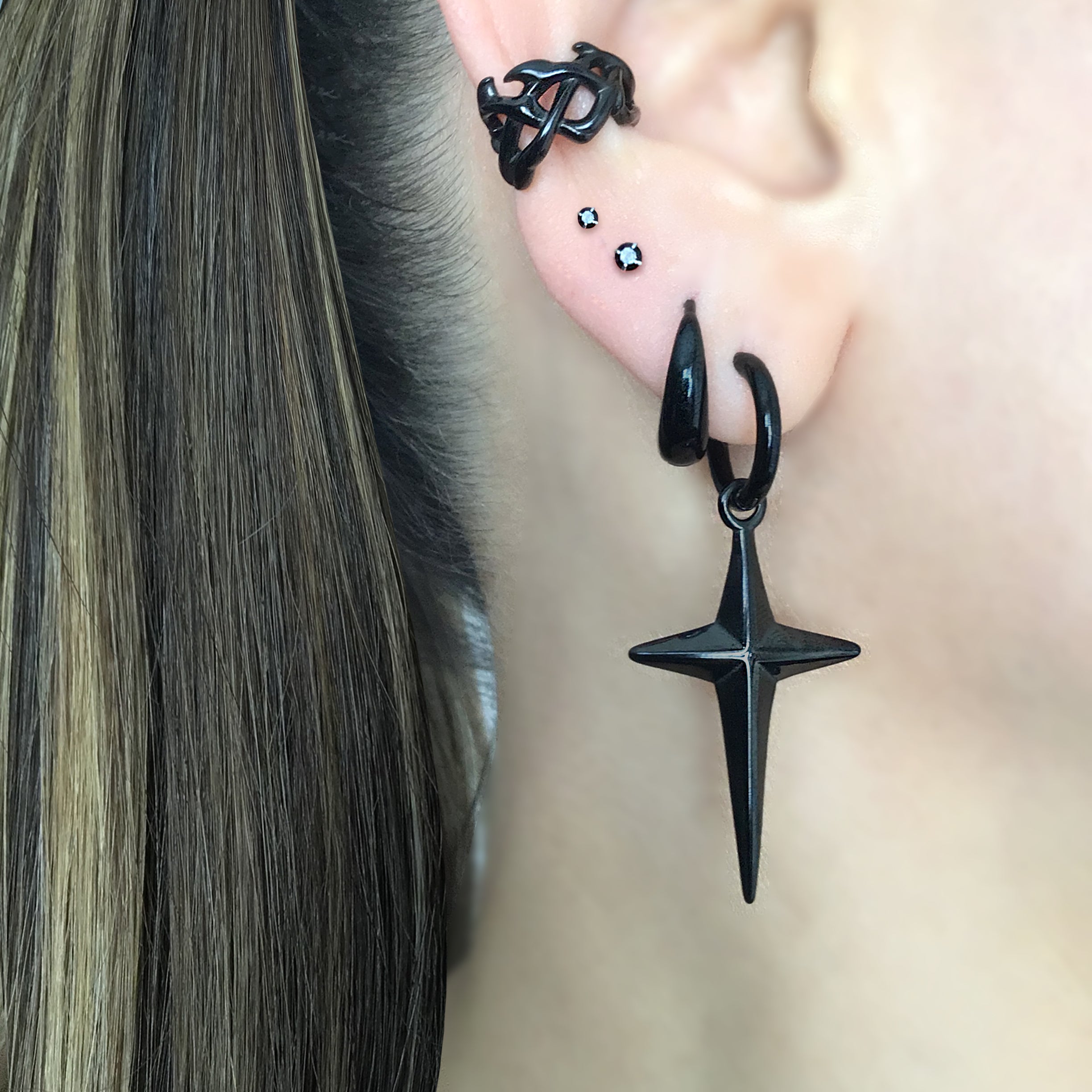 North Star hoop earrings