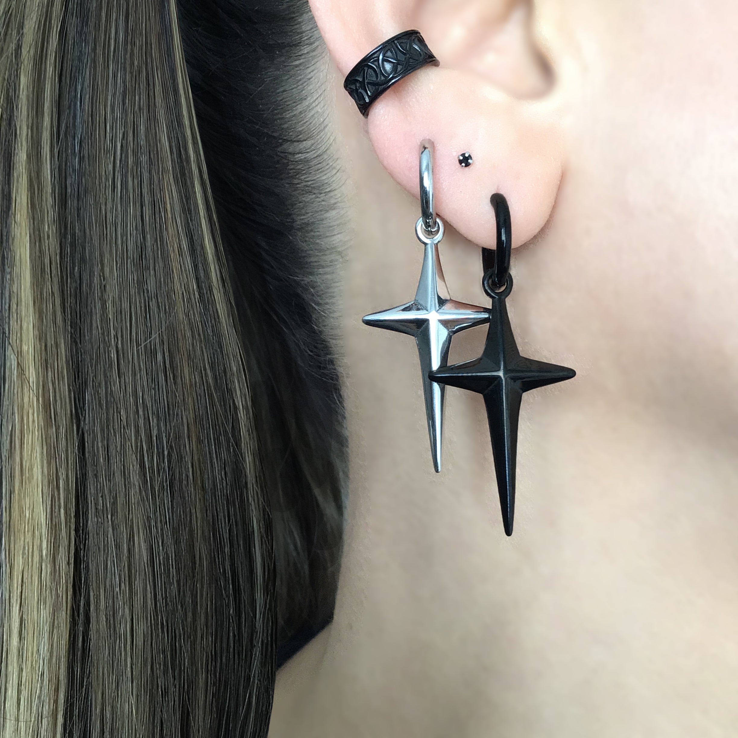 North Star hoop earrings