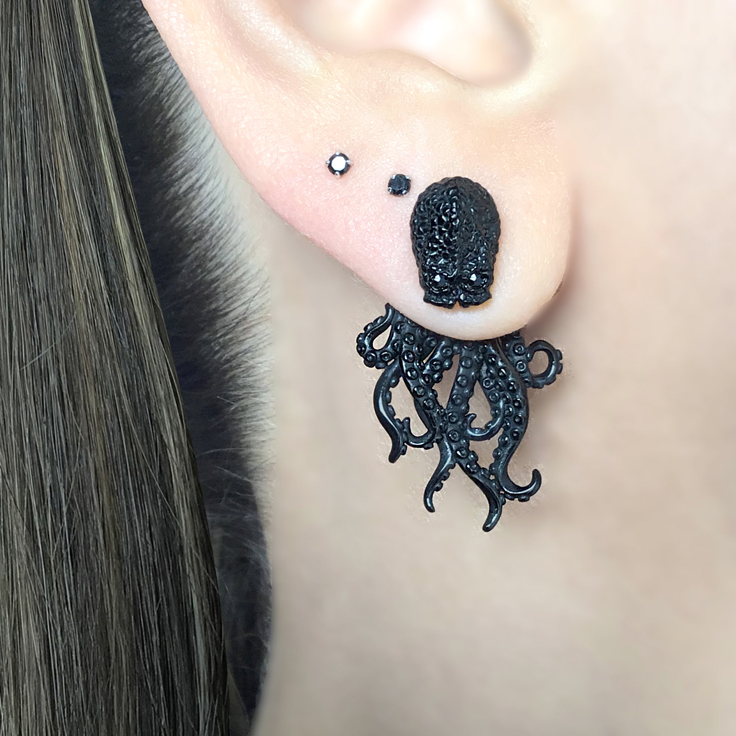 Octopus ear jacket with CZ eyes