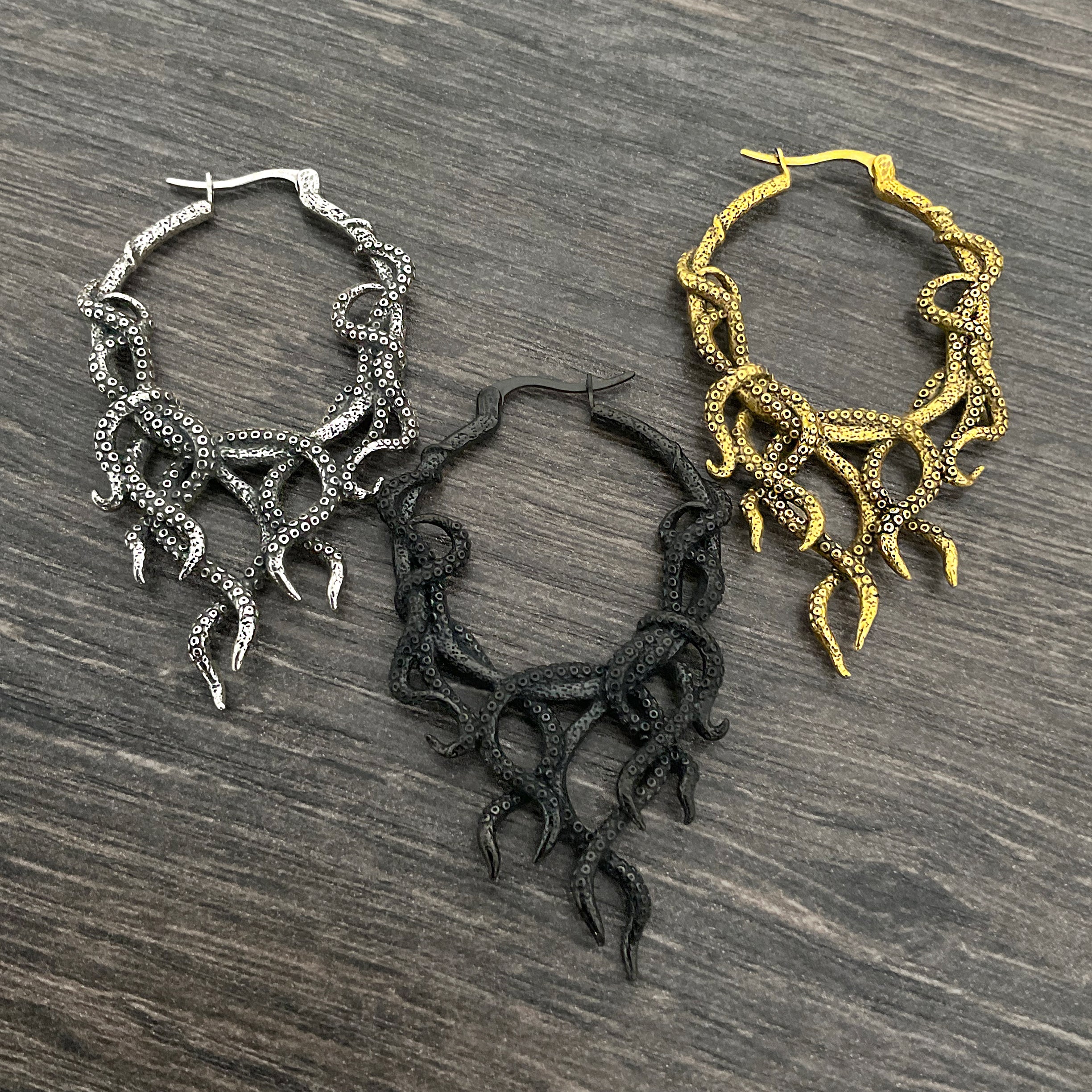 Octopus hoop earrings