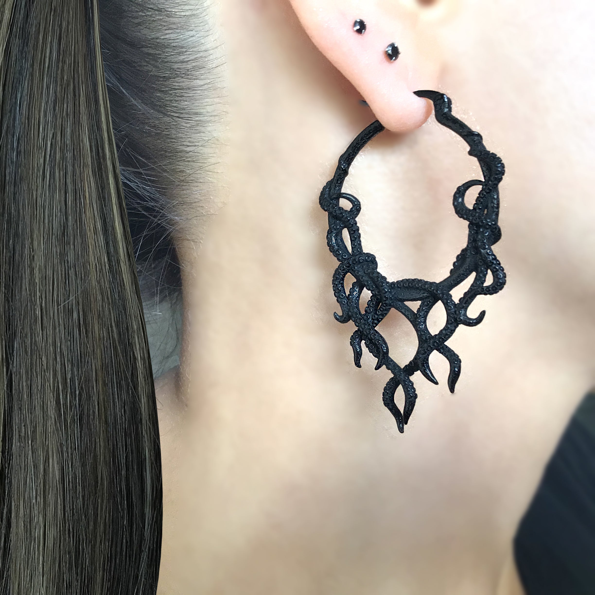 Octopus hoop earrings