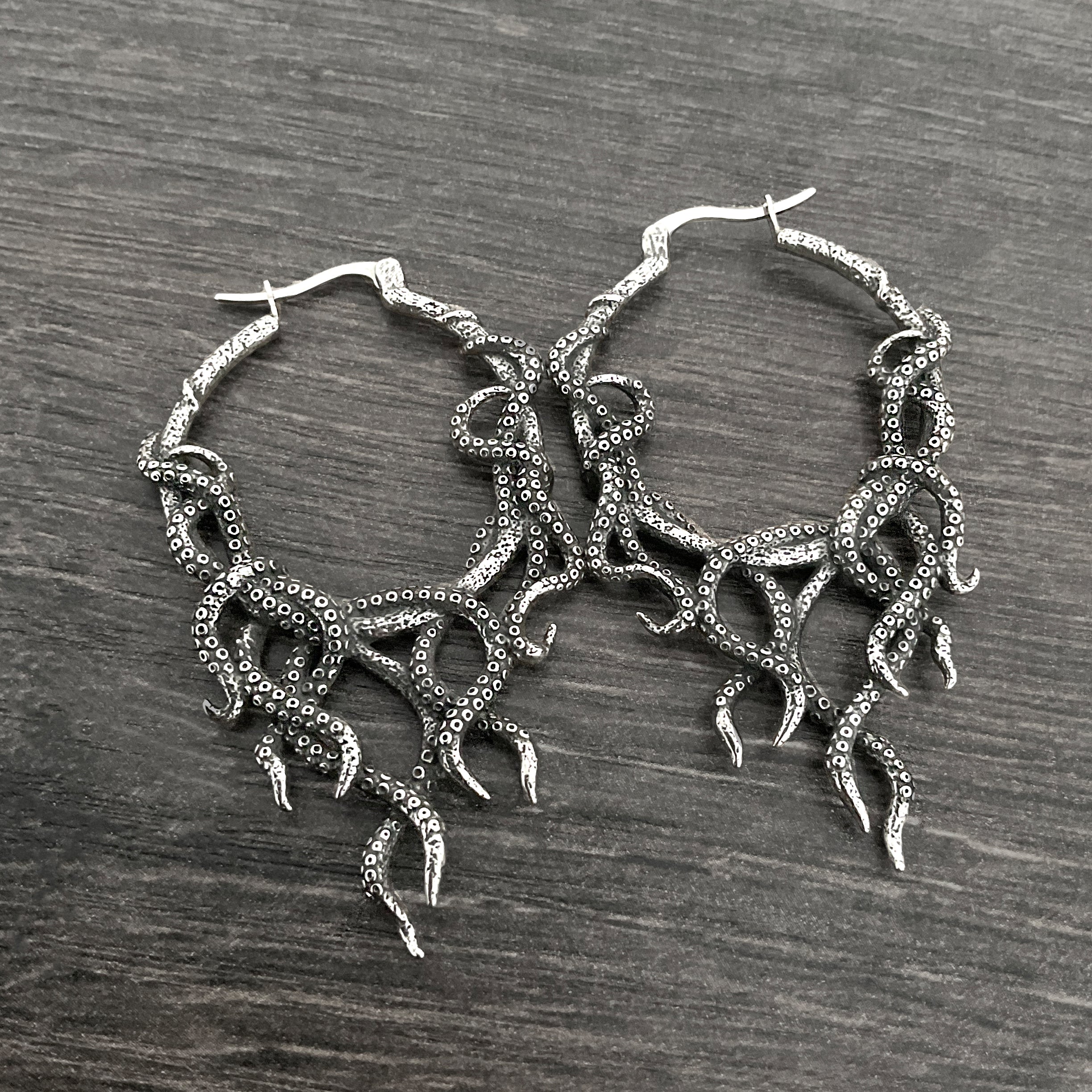 Octopus hoop earrings