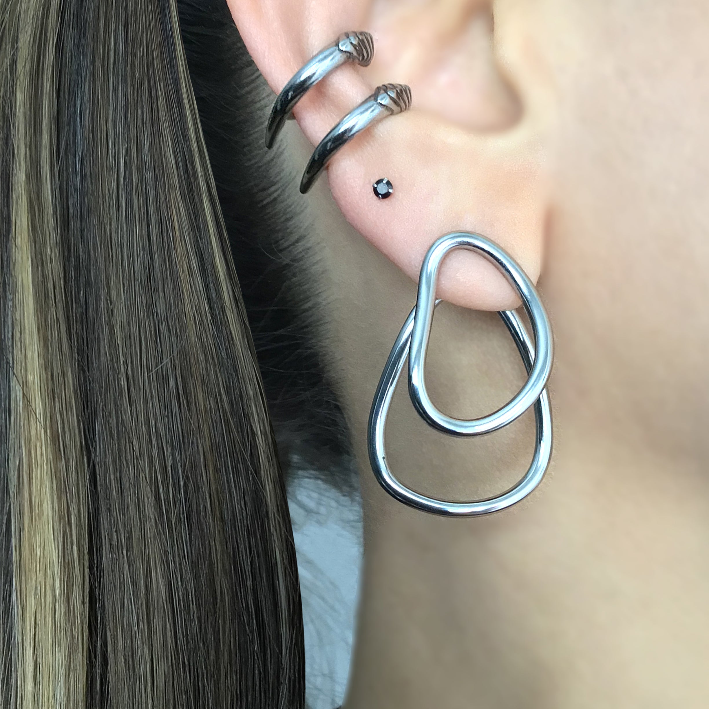 Geometric ear jacket earrings