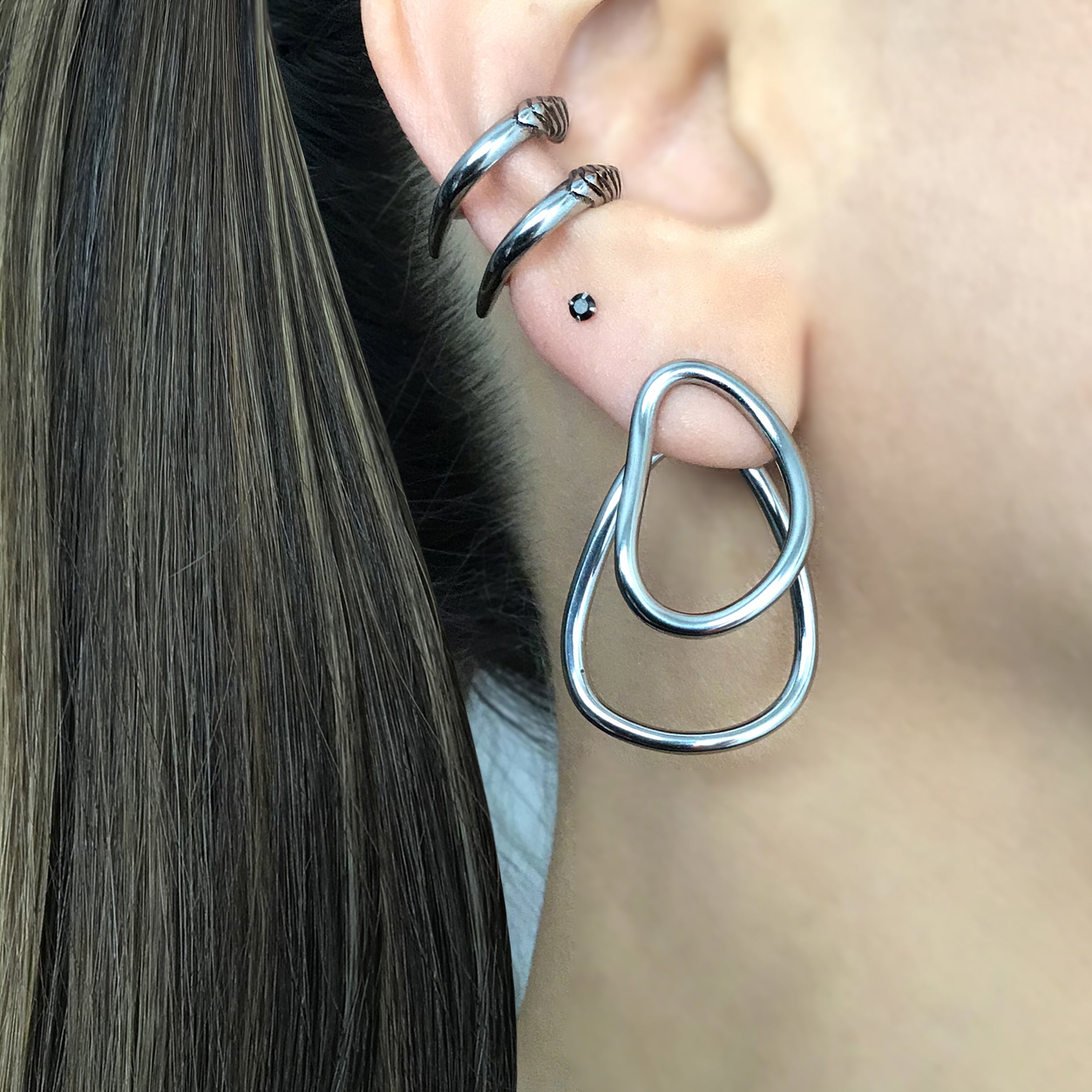 Geometric ear jacket earrings