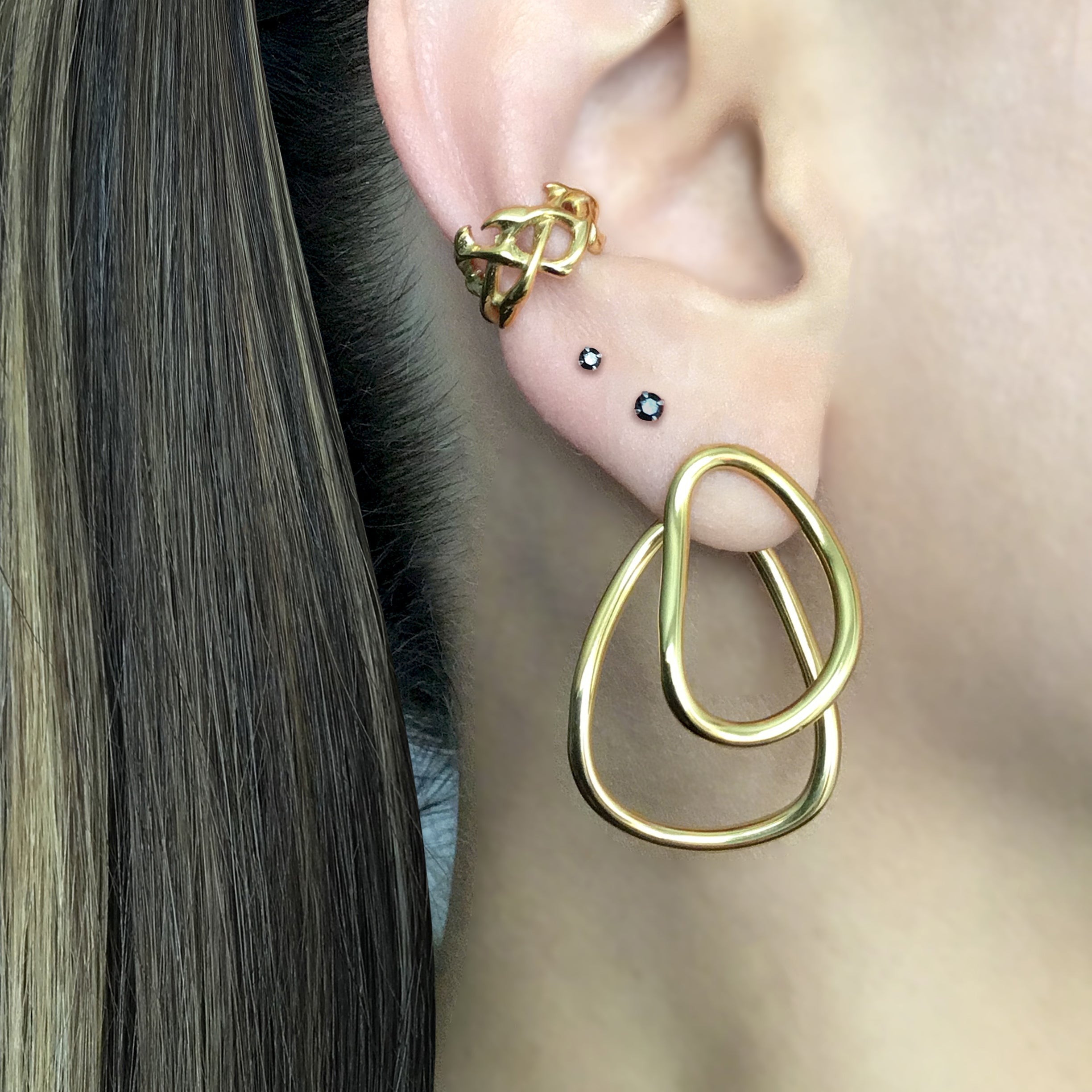 Geometric ear jacket earrings