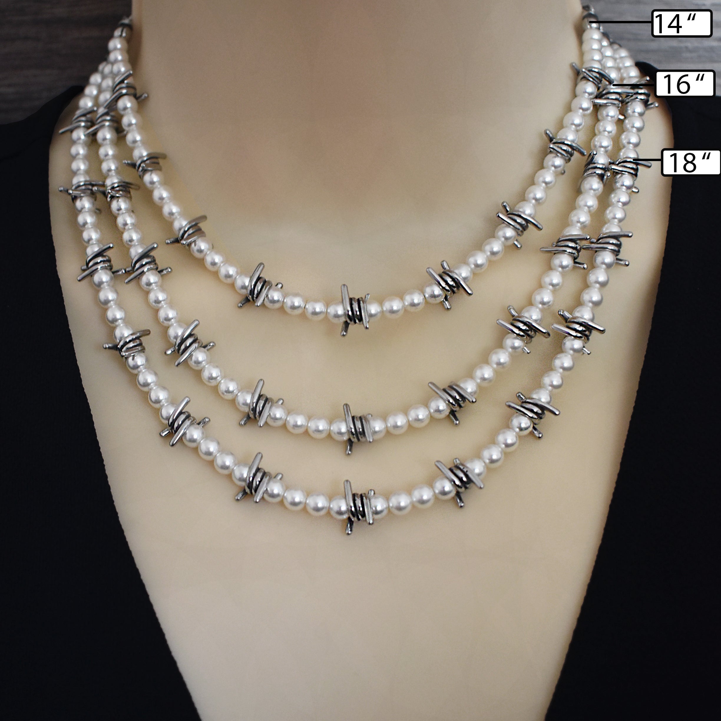 Pearl and Barbed wire necklace