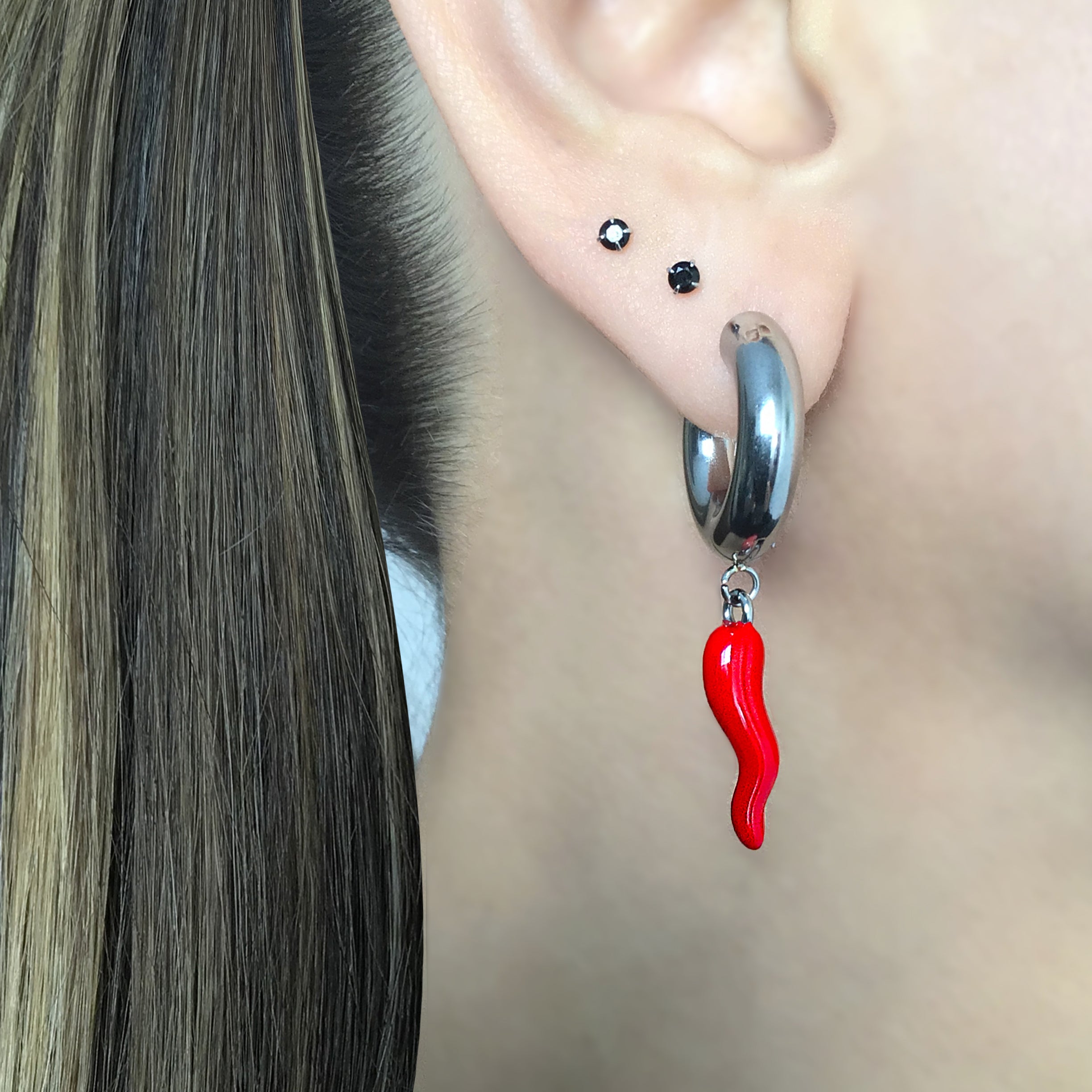 Red Chili Pepper hoop earrings