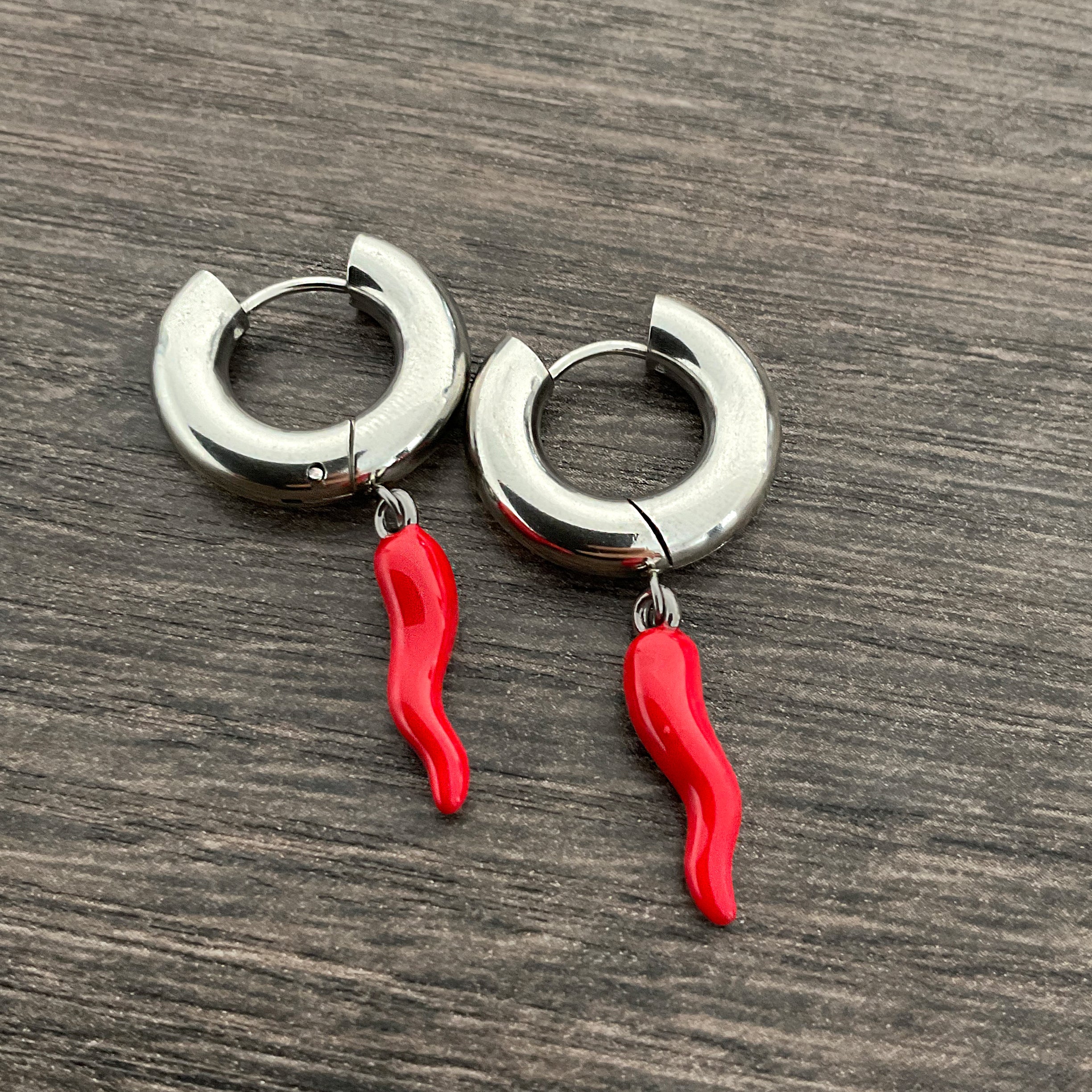 Red Chili Pepper hoop earrings