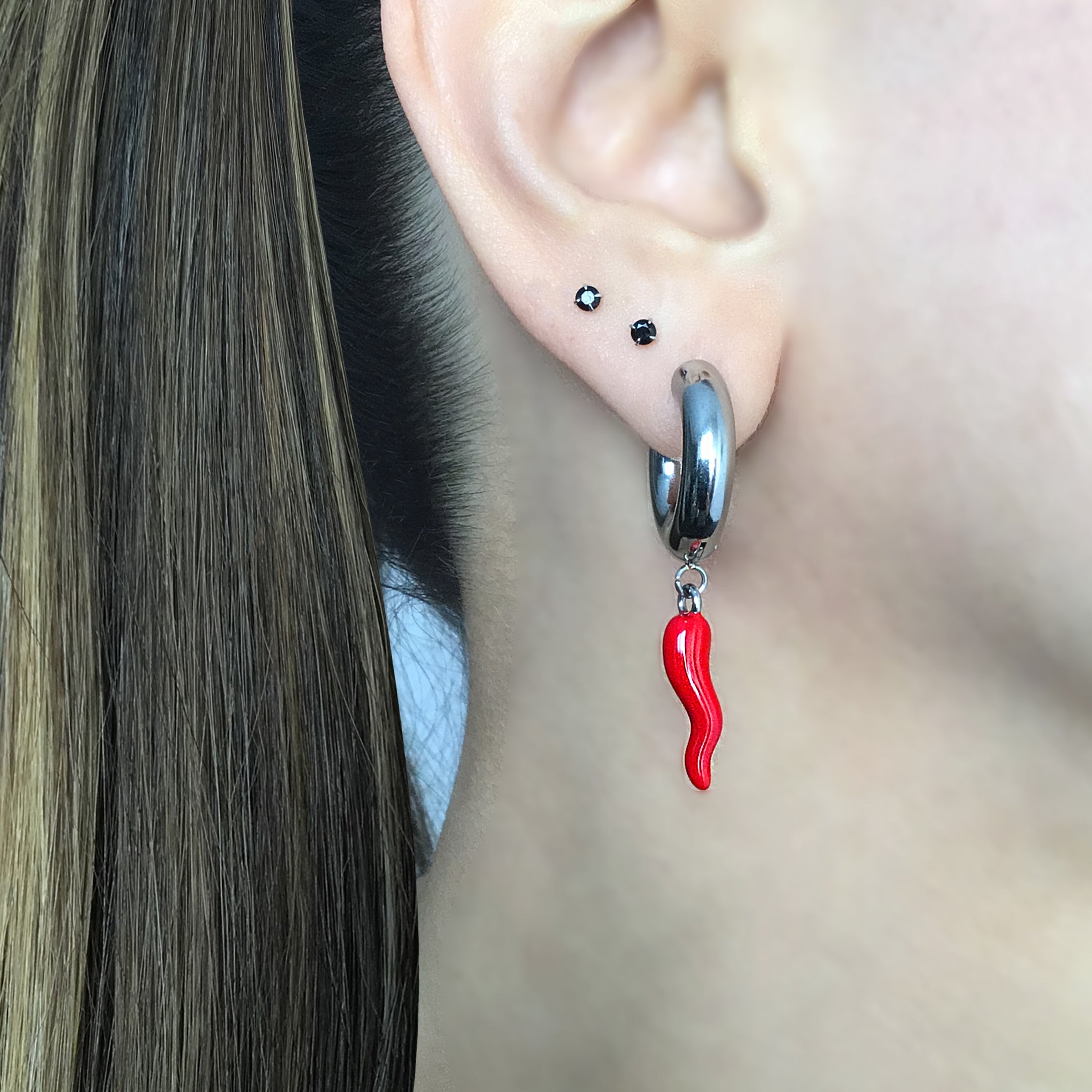 Red Chili Pepper hoop earrings